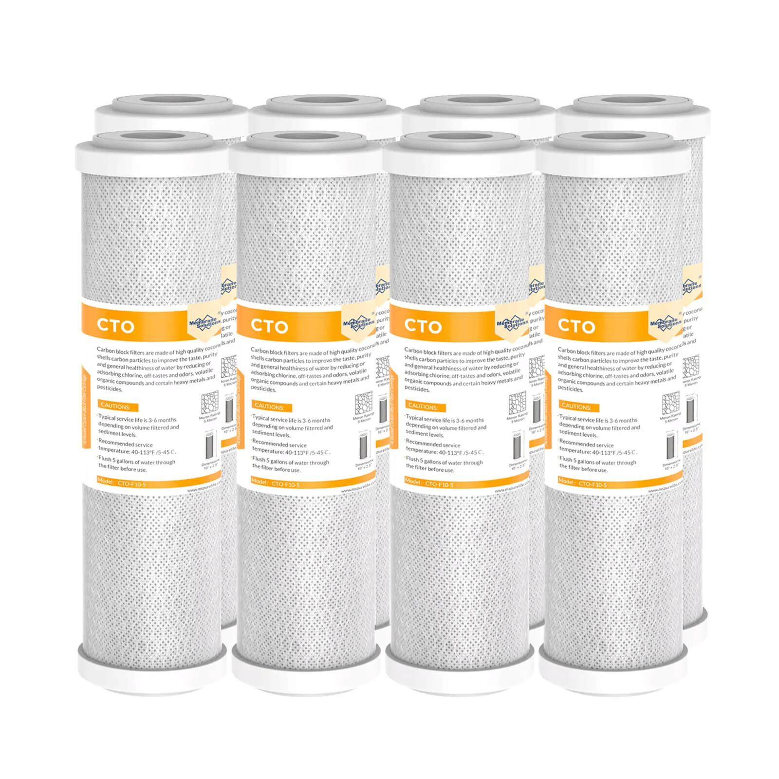Membrane Solutions Coconut Shell Activated Carbon Whole House Sediment Water Filter Cartridge Replacement | 5 Micron 10" x 2.5"
