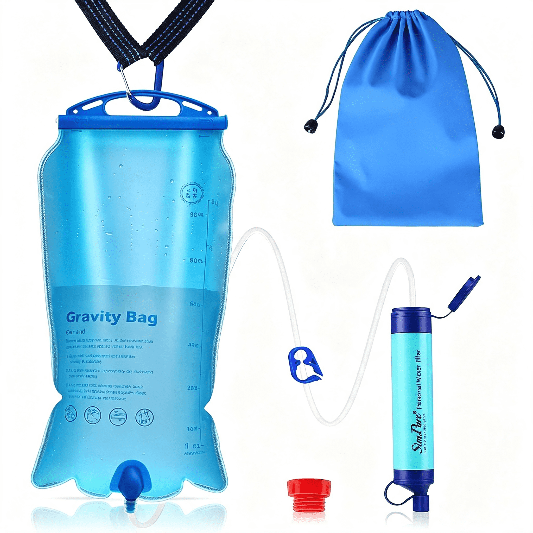 SimPure 3L Gravity Water Filter Filtration System Backpacking Portable for Survival