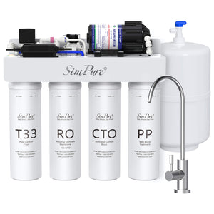 SimPure T1-100 7-Stage Under Sink RO System with Booster Pump & Pressure Tank