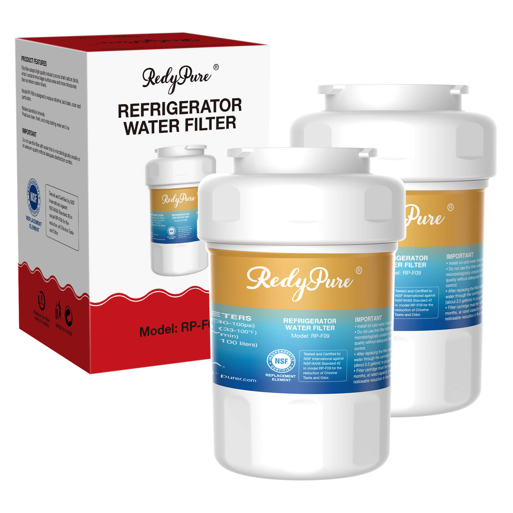 RedyPure RP-F09 Replacement for GE MWF GWF06 FMG1 WF287 EFF-6013A PL-100 Refrigerator Water Filter
