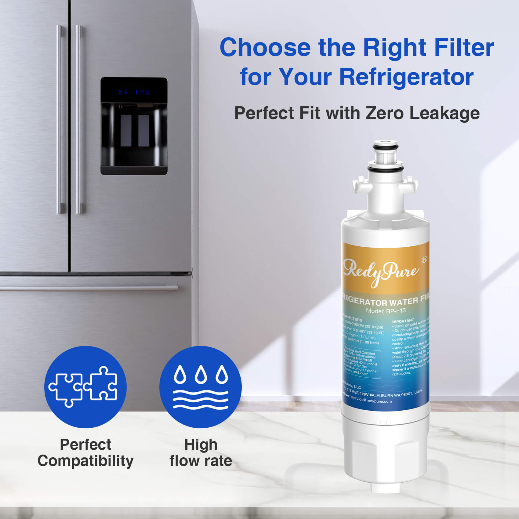 RedyPure RP-F13 Replacement for LG LT700P ADQ36006101 Refrigerator Water Filter