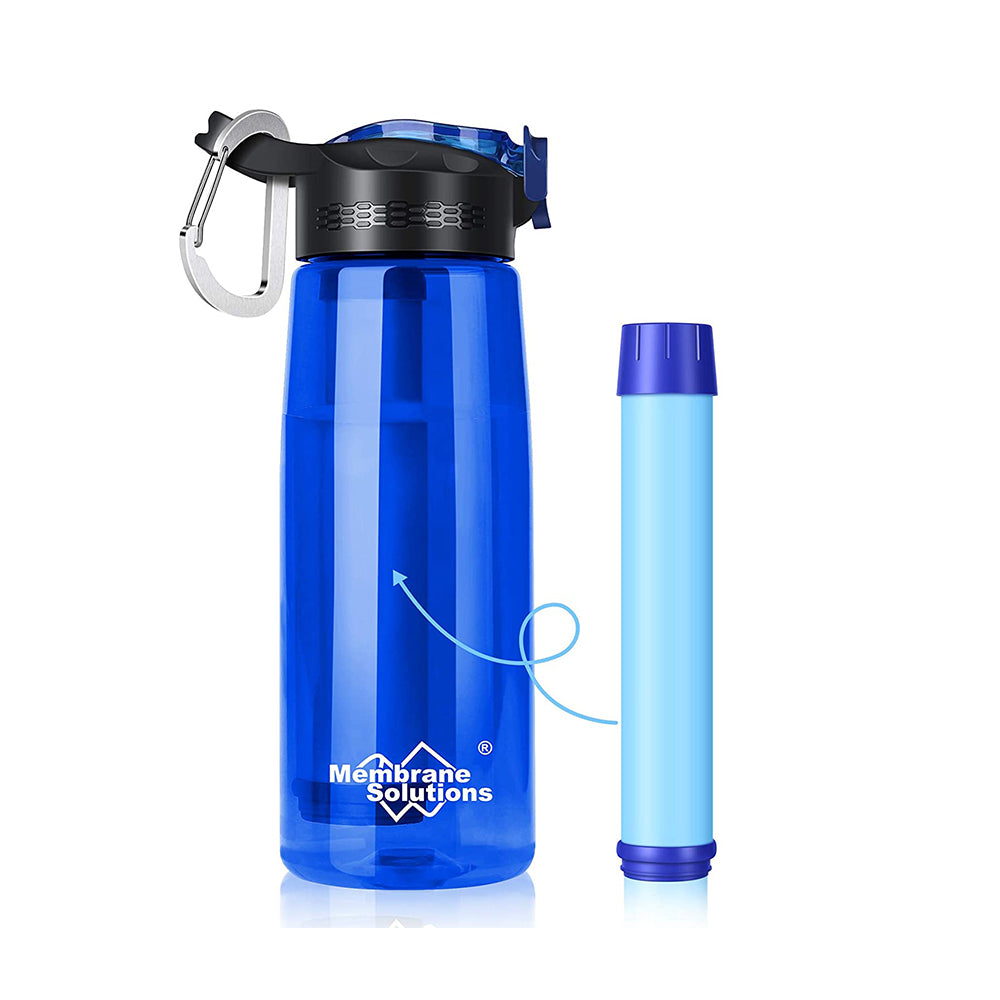 SimPure Filtered Water Bottle with Filter Straw For Travel Camping Biking Hiking 650ml