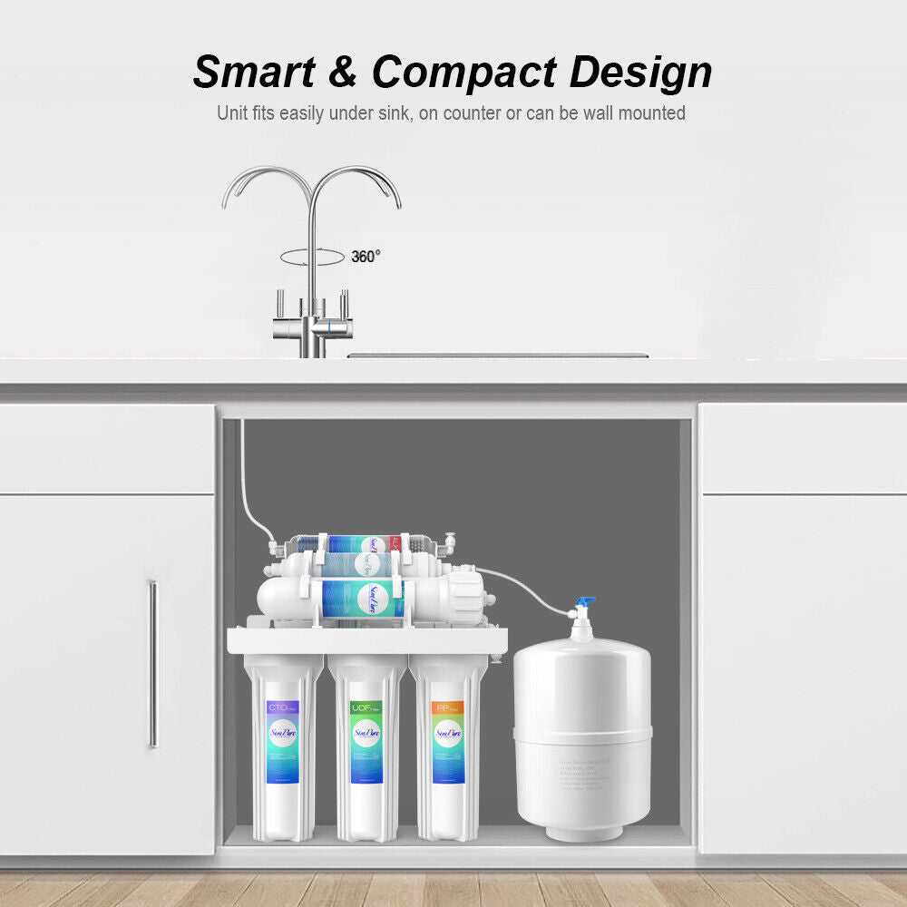 SimPure T1 6-Stage Under Sink Reverse Osmosis Alkaline Water Filtration System with Remineralization
