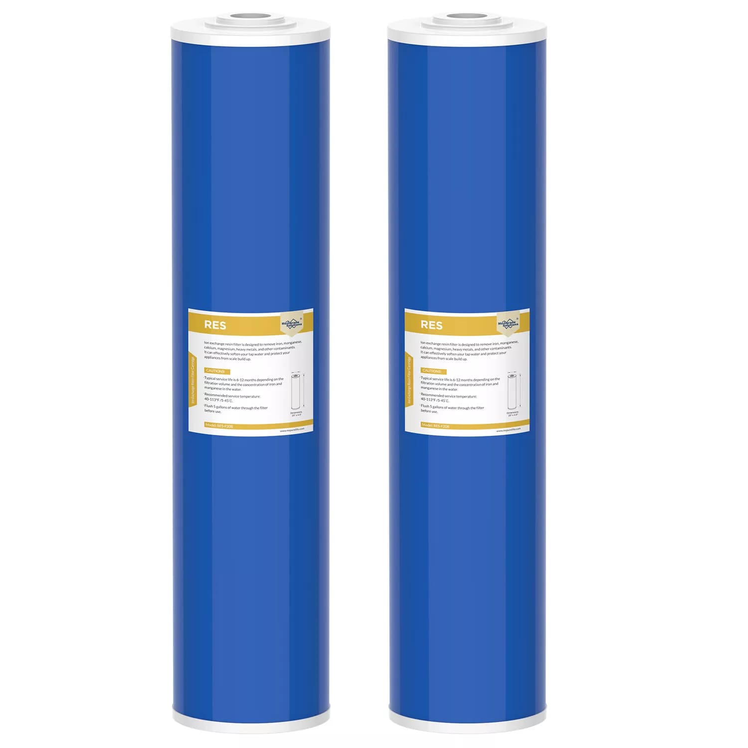 Membrane Solutions 20"x4.5" Water Softening Filter Big Blue Whole House Ion Exchange Resin