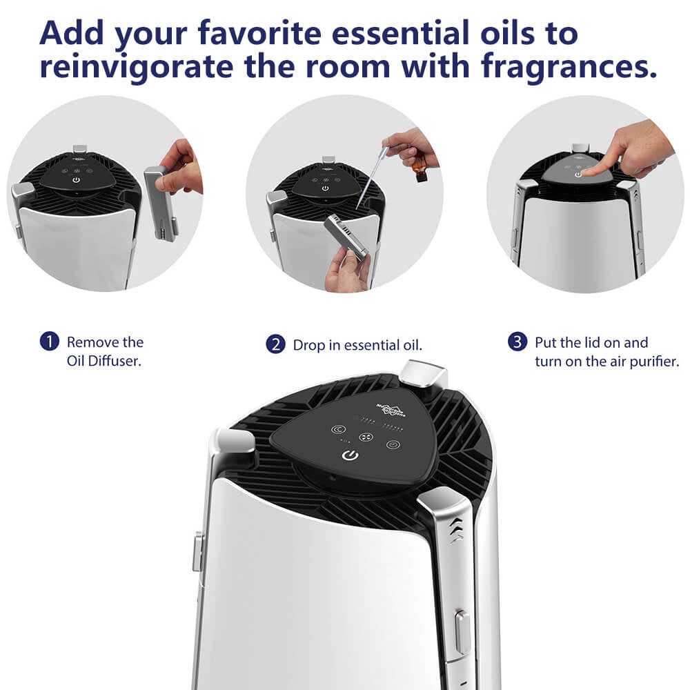 MS50 H13 HEPA Air Purifier with Essential Oils | Air Purifier for Bedroom 430 Sq Ft Low 24dB with Sleep Mode for Pets Dust Smoke Odor