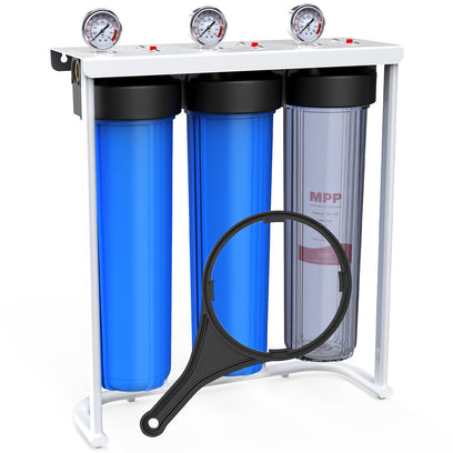 SimPure DB20P-3 3-Stage Whole House Water Filtration System with 5 Micron 20” x 4.5” Sediment & Carbon Water Filters for Well Water