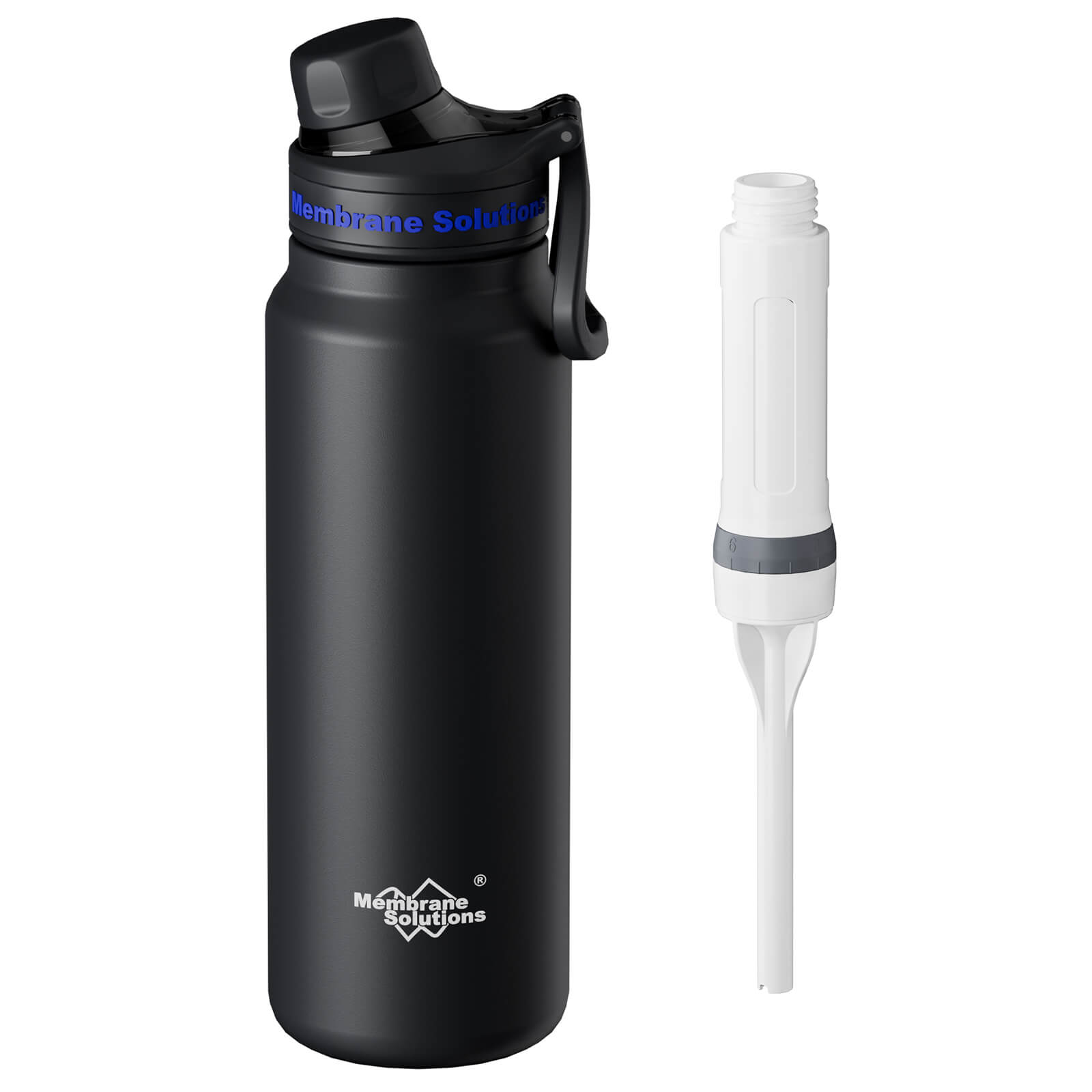 Membrane Solutions C3 32oz 4-Stage Stainless Steel Water Filter Bottle  – Removes Chlorine, Odors, Improves Taste