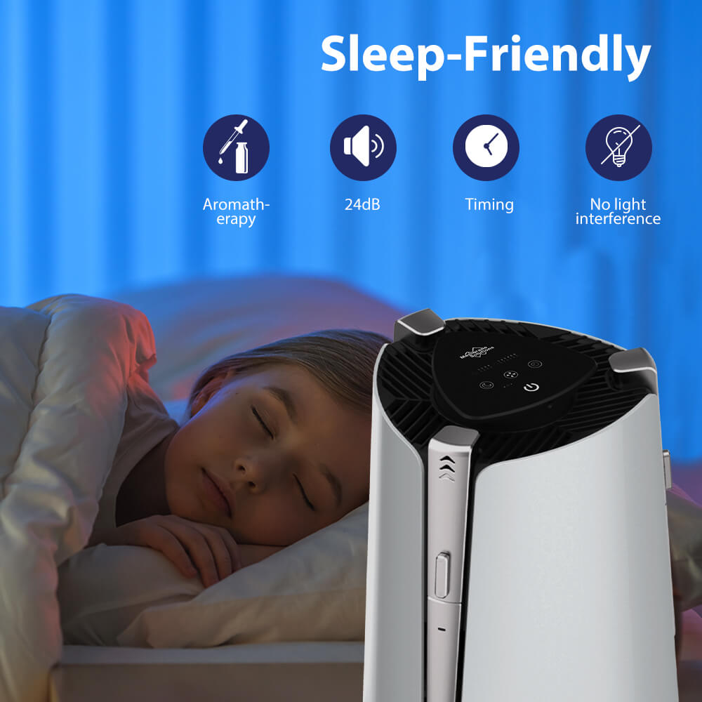 MS50 H13 HEPA Air Purifier with Essential Oils | Air Purifier for Bedroom 430 Sq Ft Low 24dB with Sleep Mode for Pets Dust Smoke Odor