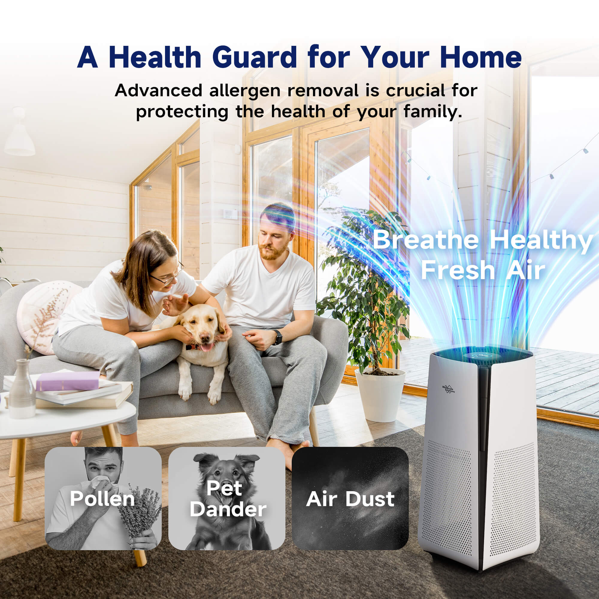 MS601 Smart Air Purifier for Extra Large Room up to 3027 Sq Ft | H13 True HEPA Air Purifier for Pets Auto Mode with PM2.5 Sensor