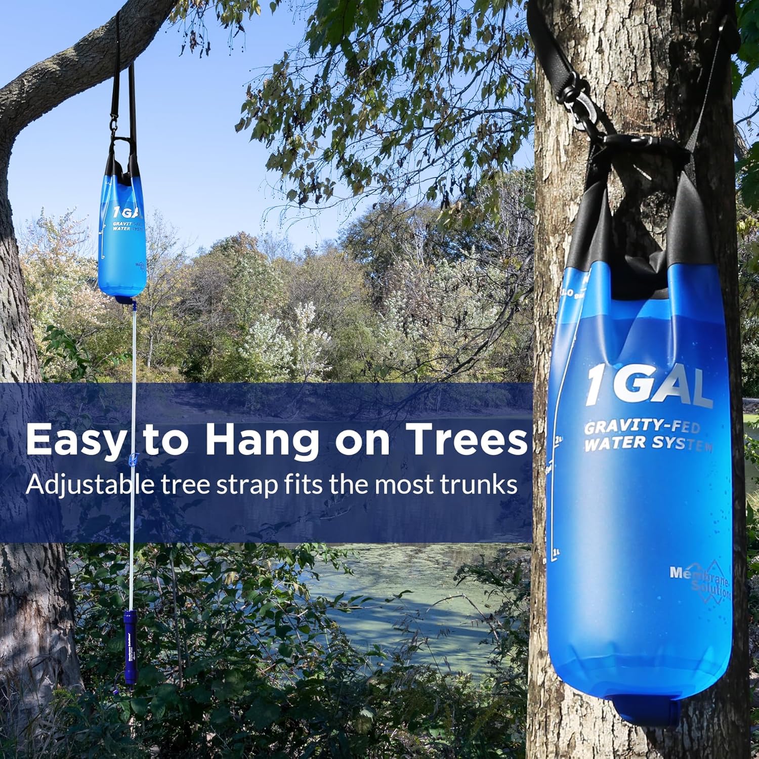 Membrane Solutions 1 Gallon Gravity Water Filter Straw, Backpacking Camping Water Filtration System