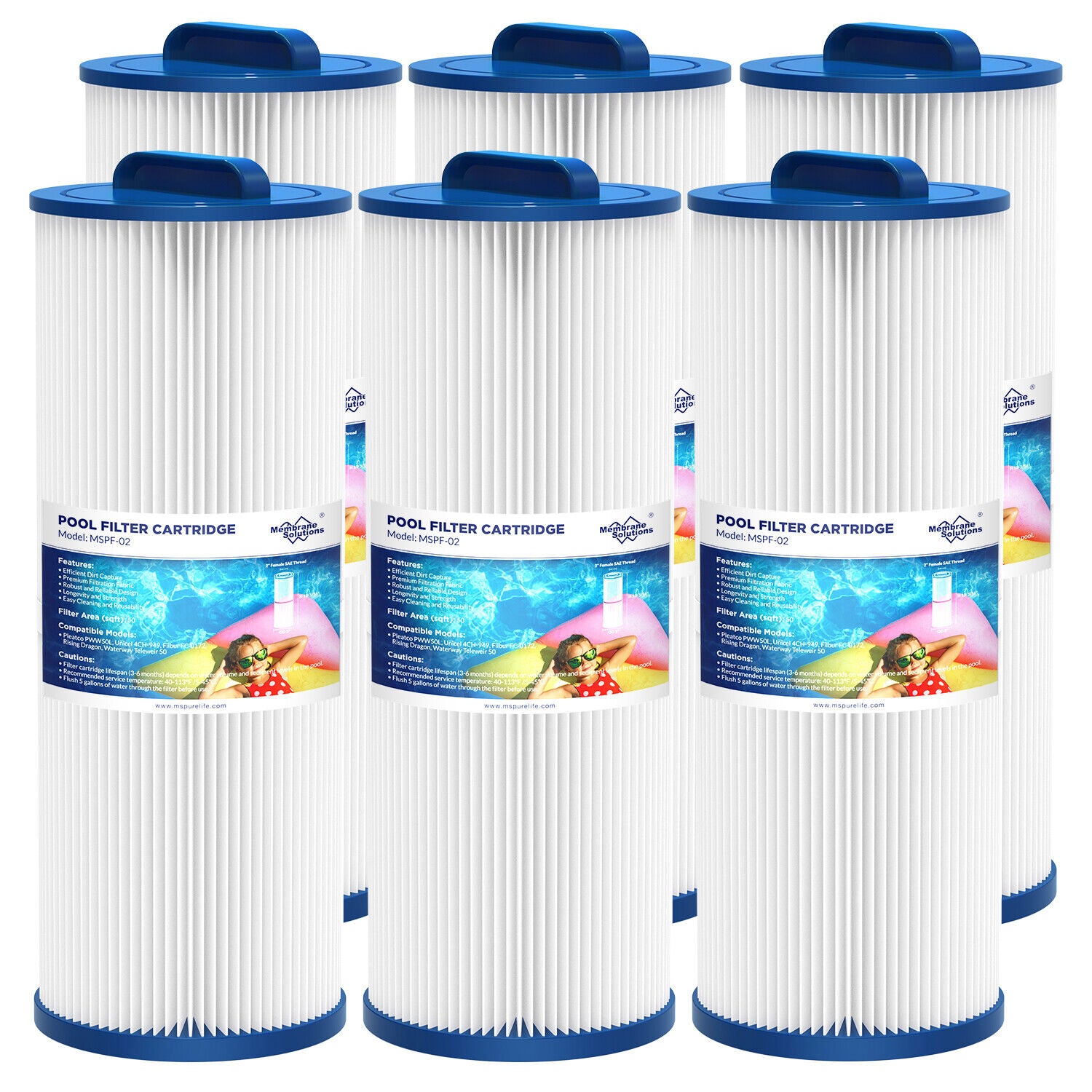 Membrane Solutions F2 Swimming Pool Filter Cartridge Replacement for Pleatco PWW50L 4CH-949 FC-0172