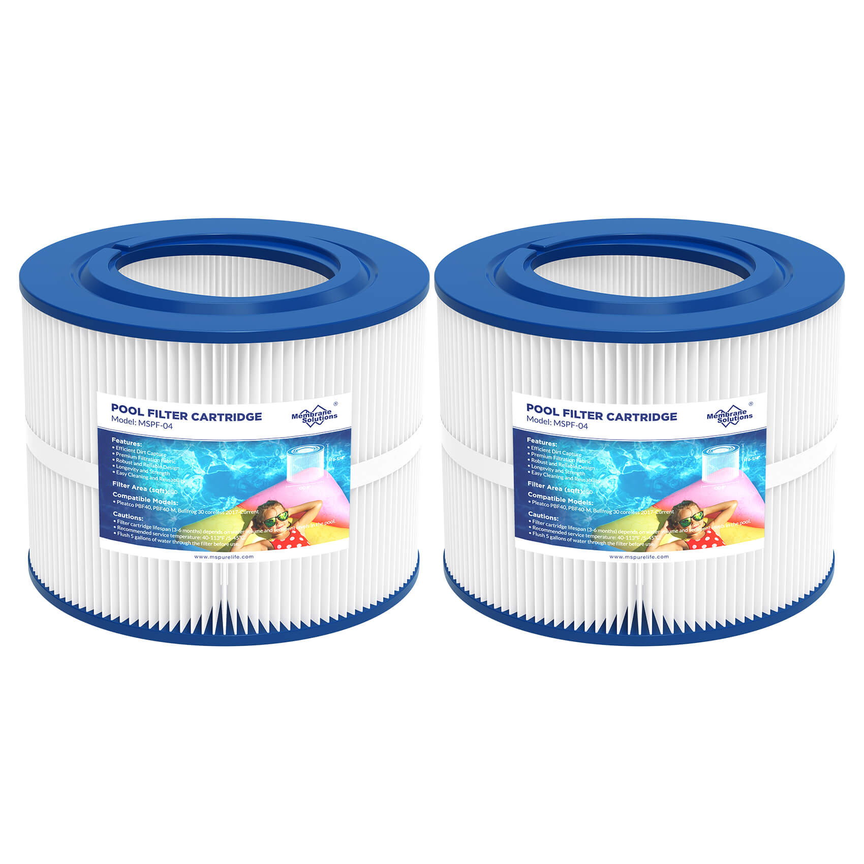 Membrane Solutions F4 Pool Spa Filter Cartridge Replacement for Pleatco PBF40 PBF40-M Bull Frog 30