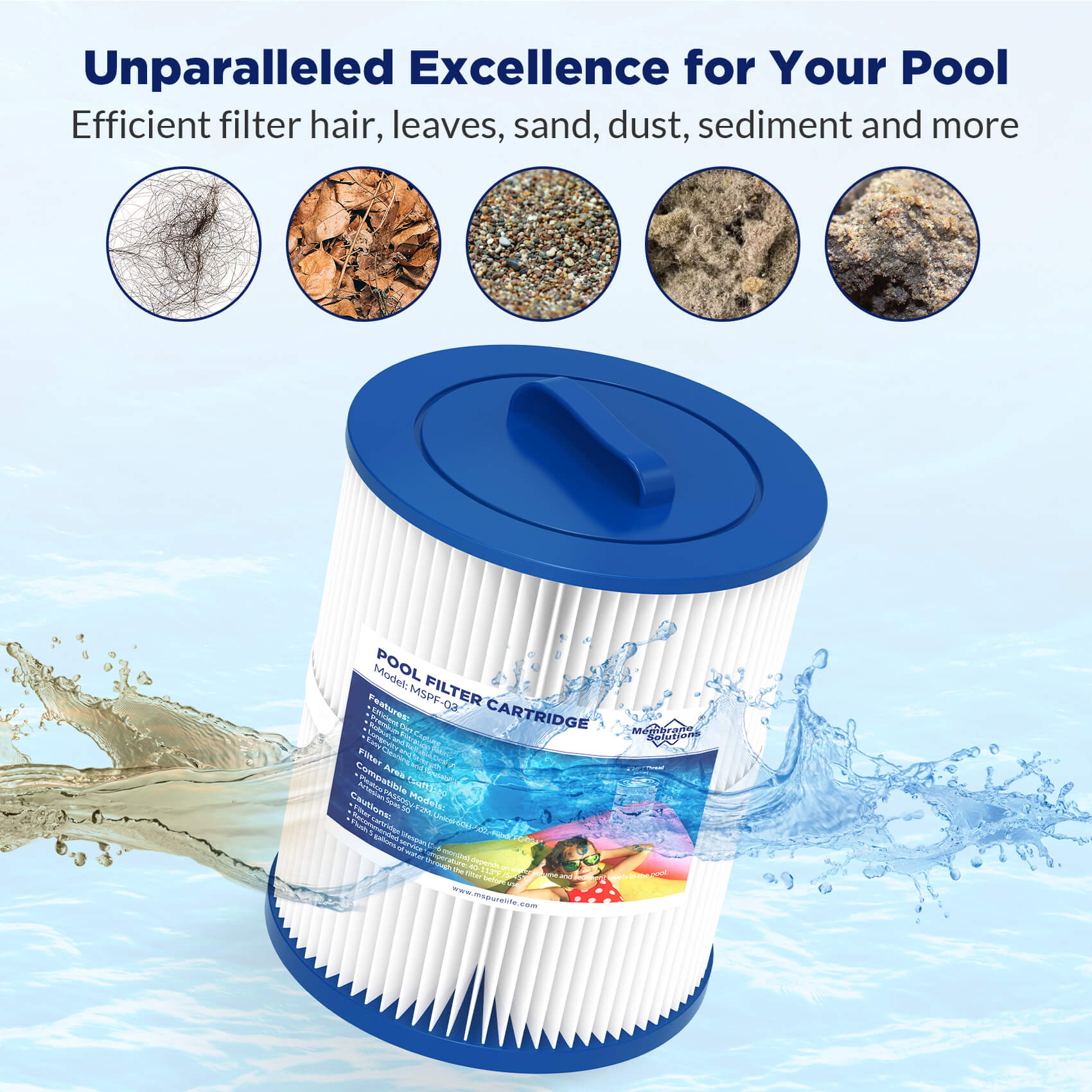 Membrane Solutions F3 Hot Tub & Spa Pool Repalcement Cartridge Filter