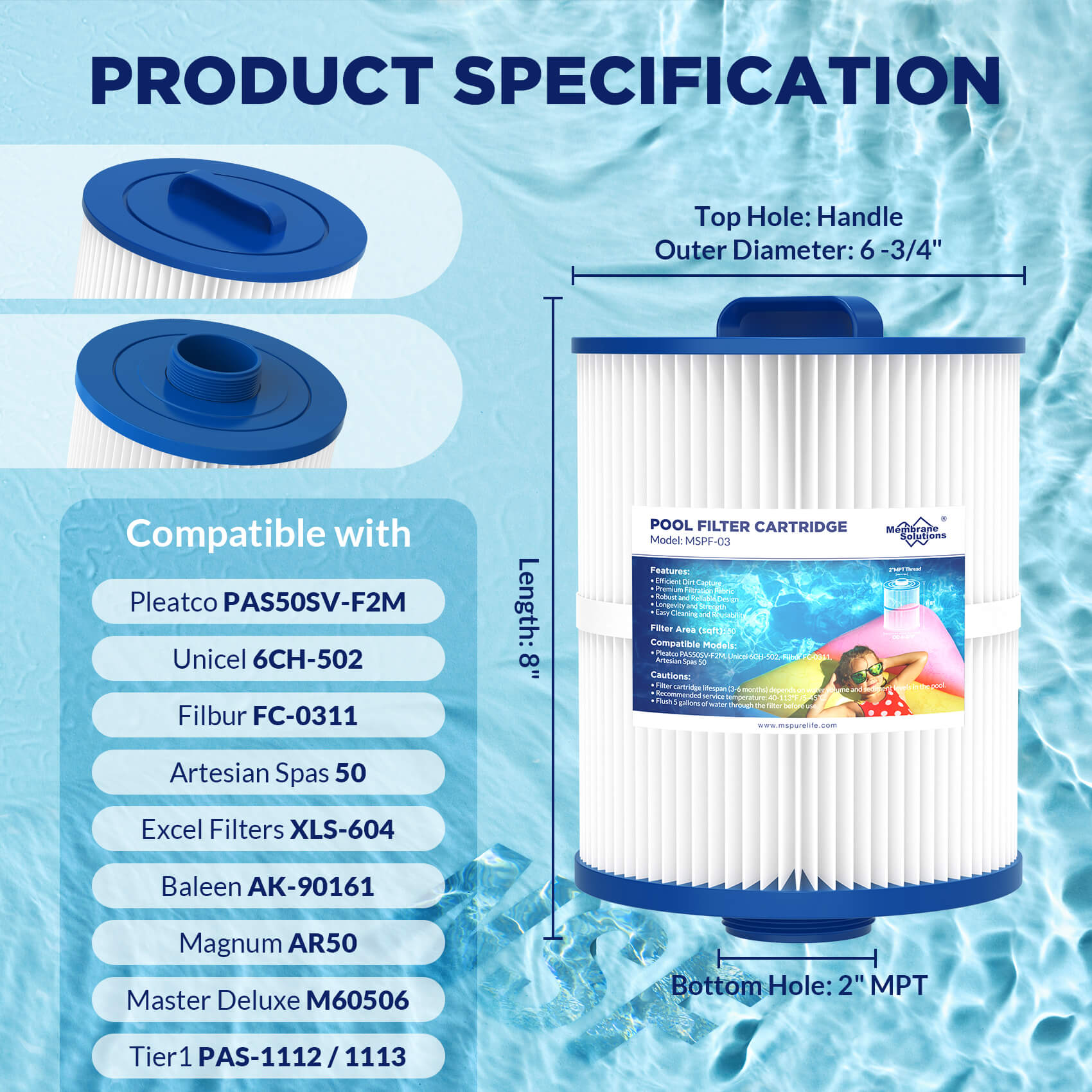 Membrane Solutions F3 Hot Tub & Spa Pool Repalcement Cartridge Filter