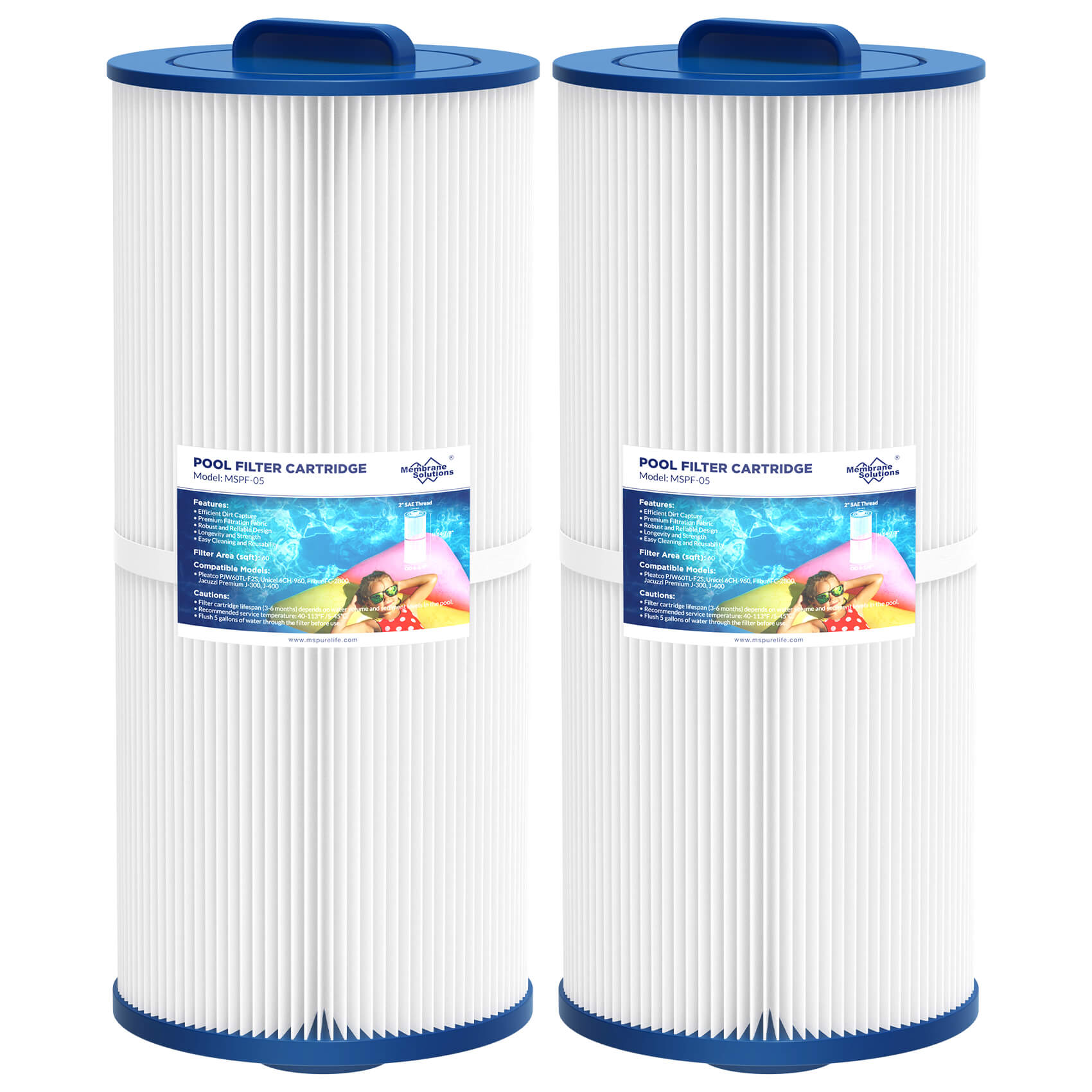 Membrane Solutions F5 Large Pool Filter Cartridge Replacement for PJW60TL-F2S Jacuzzi J300 J400