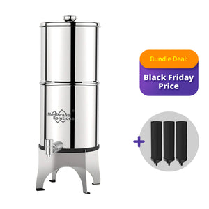 Membrane Solutions U3P 2.25-Gallons Stainless Steel Gravity Water Filter Fed Tank with 3 Black Filters