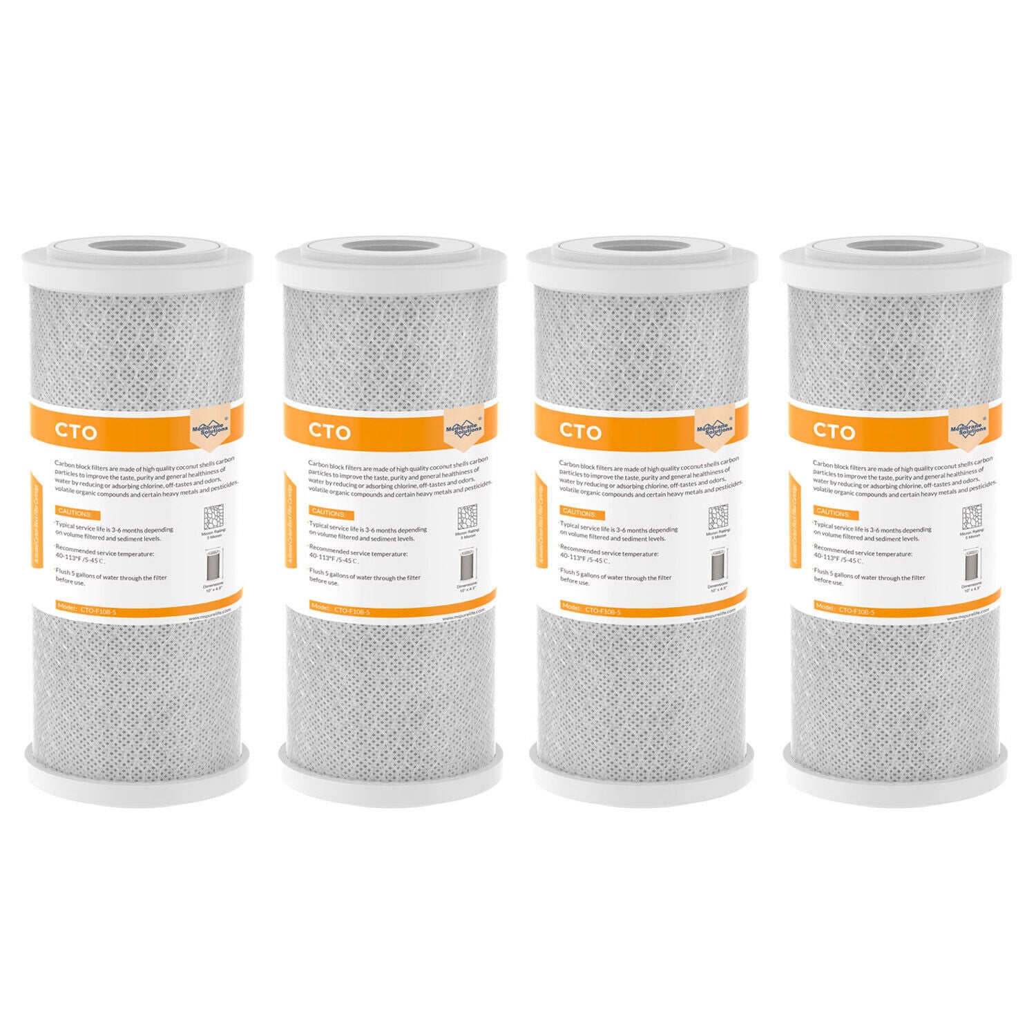 Membrane Solutions 10" x 4.5" Activated Carbon Water Filter for Big Blue | 5 Micron Filtering