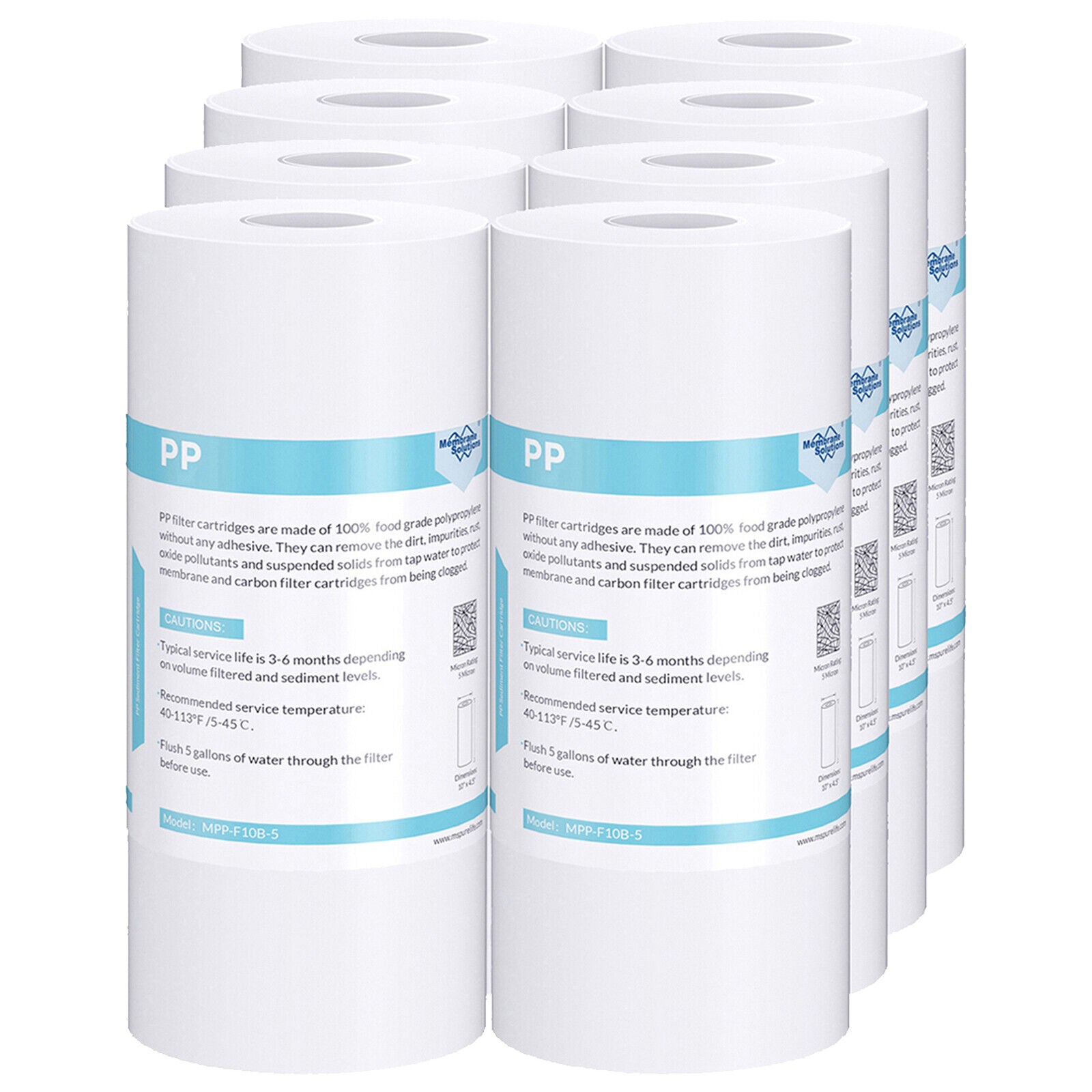 Membrane Solutions 10" x 4.5" Inch Whole House PP Sediment Water Filter Replacement Cartridge