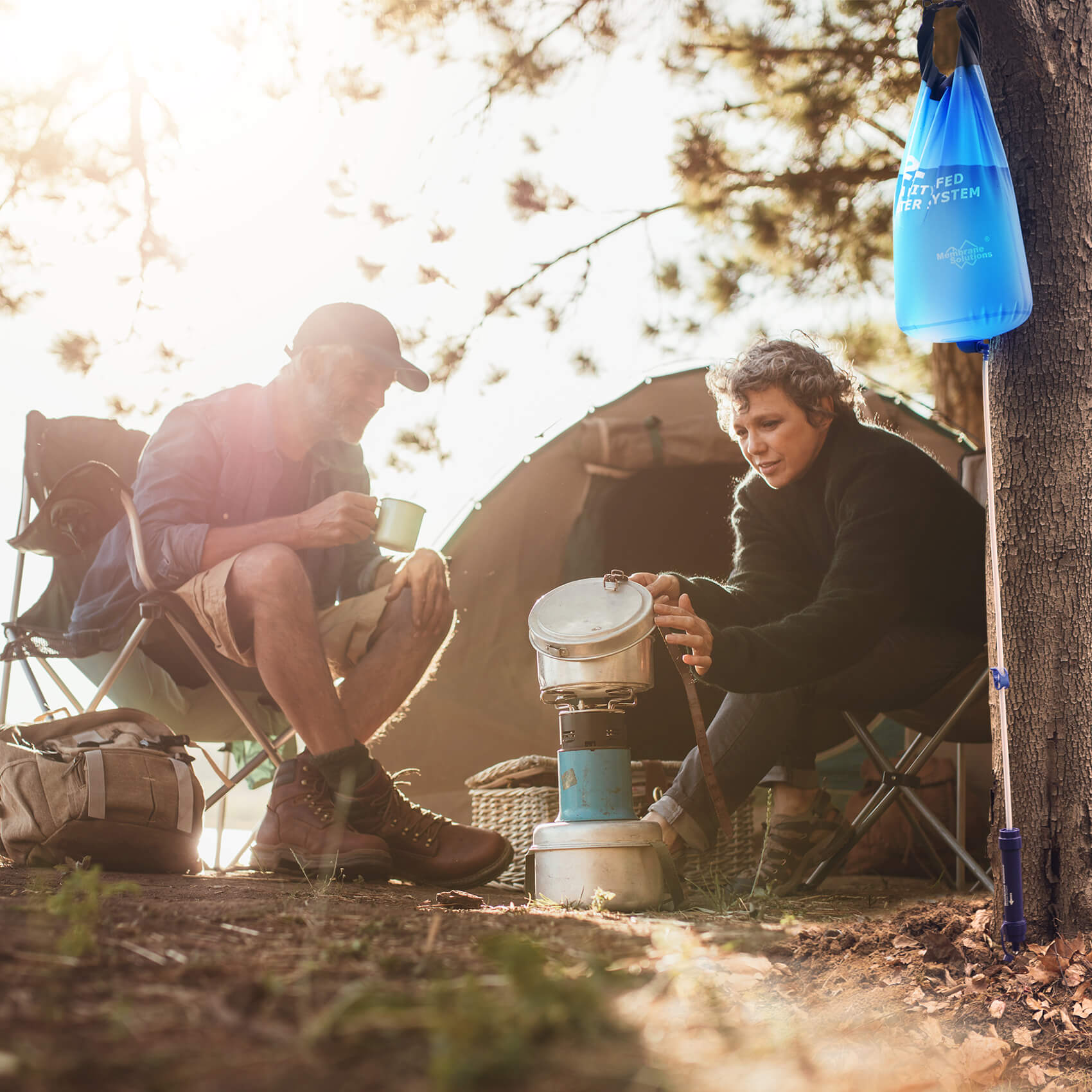 Membrane Solutions 12L Gravity Water Filter System for Camping Hiking Survival Preparedness