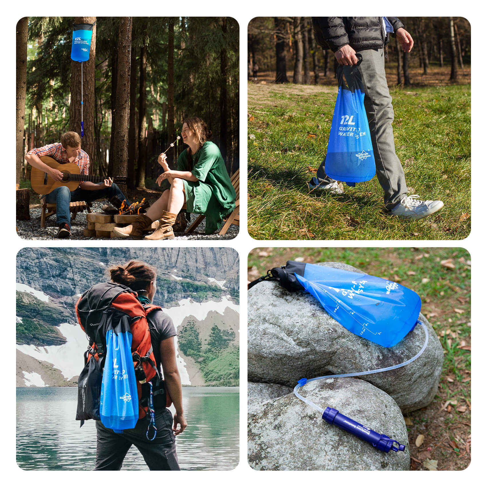 Membrane Solutions 12L Gravity Water Filter System for Camping Hiking Survival Preparedness
