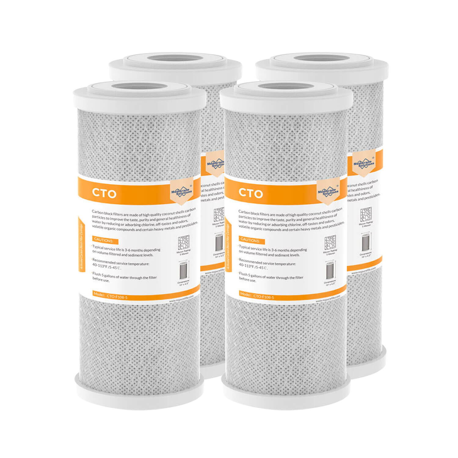 Membrane Solutions 10" x 4.5" Activated Carbon Water Filter for Big Blue 5 Micron