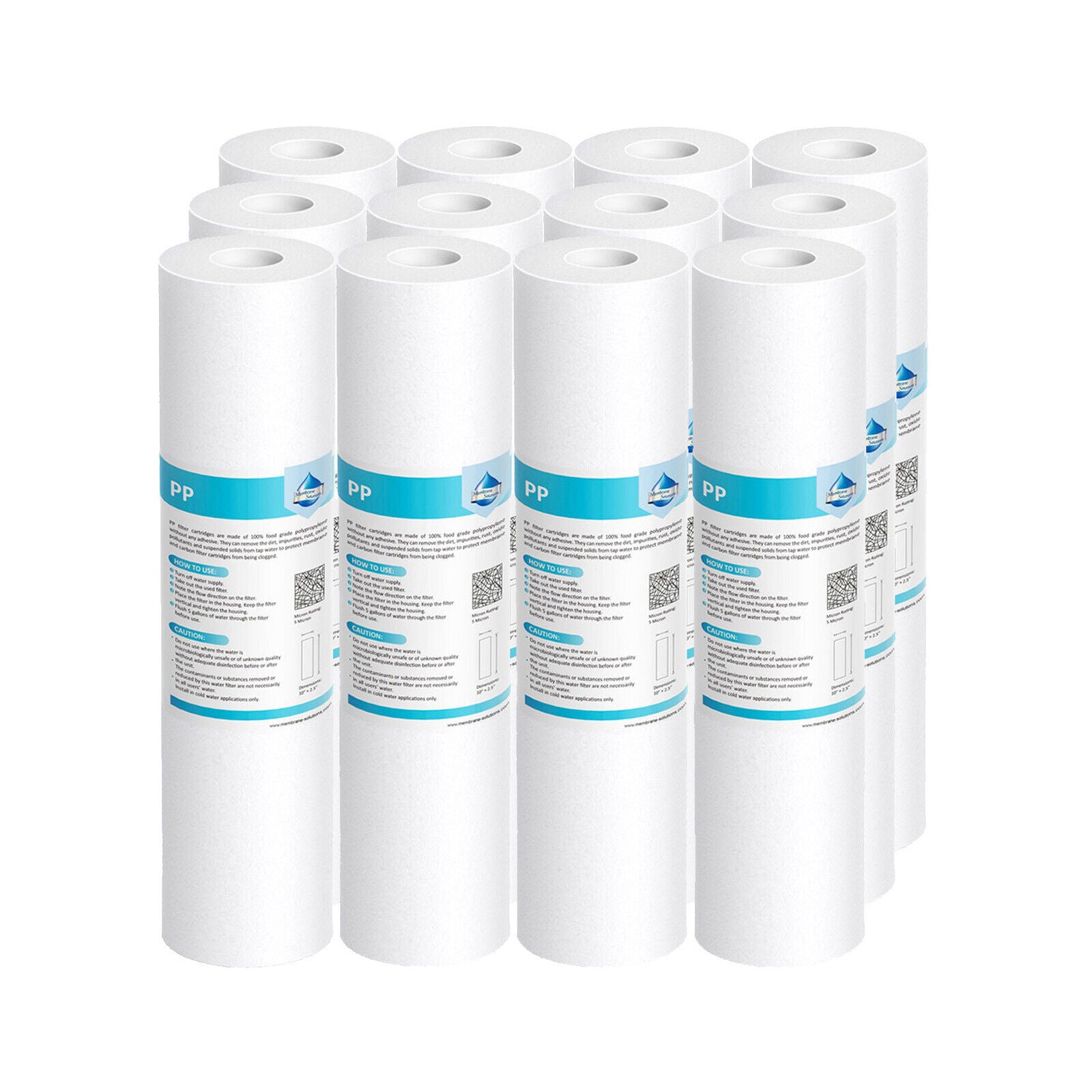 Membrane Solutions 10" x 2.5" Whole House 5 Micron PP Sediment Water Filter Replacement Cartridge