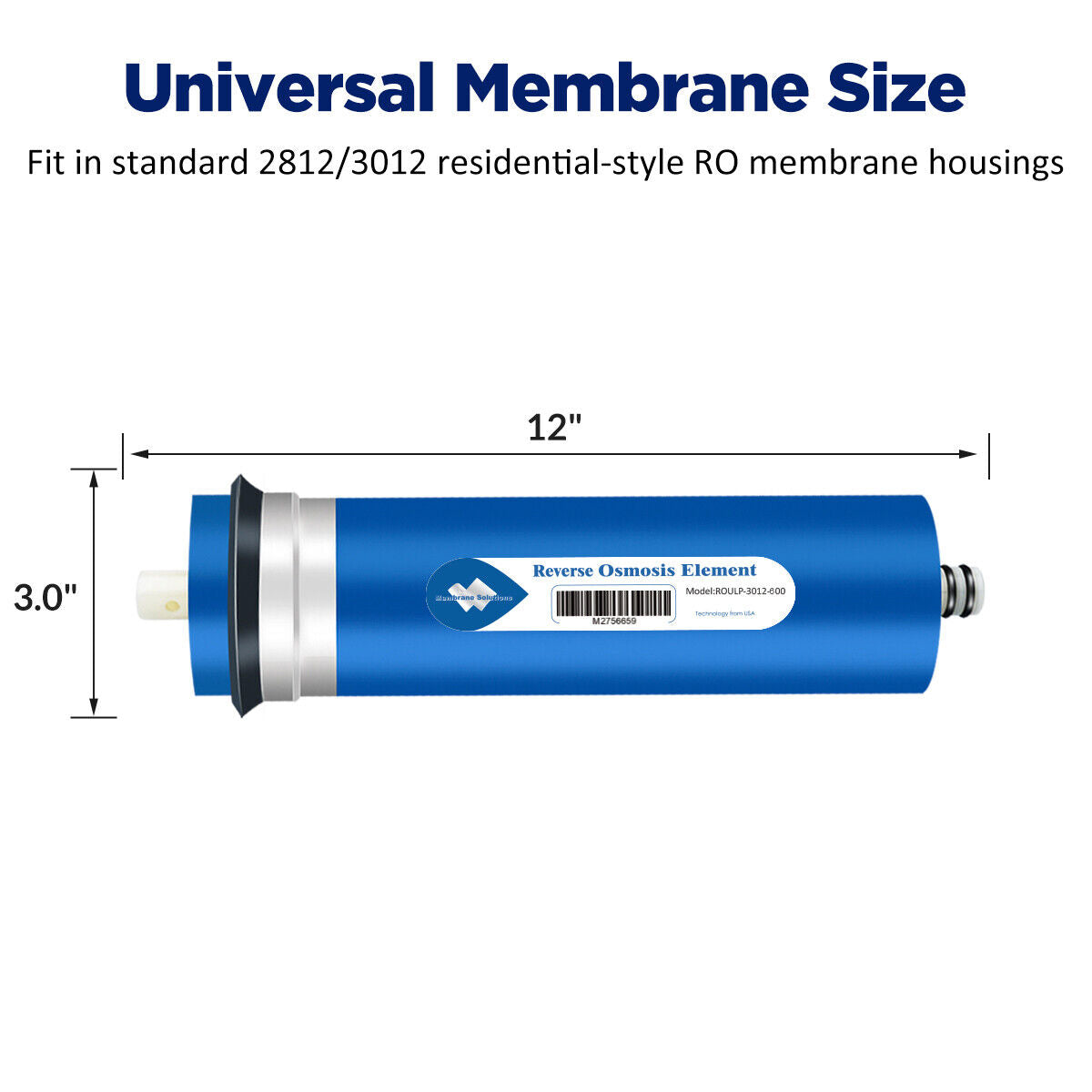 Membrane Solutions RO Membrane, Reverse Osmosis Membrane System Water Filter 1812/3012 Replacement