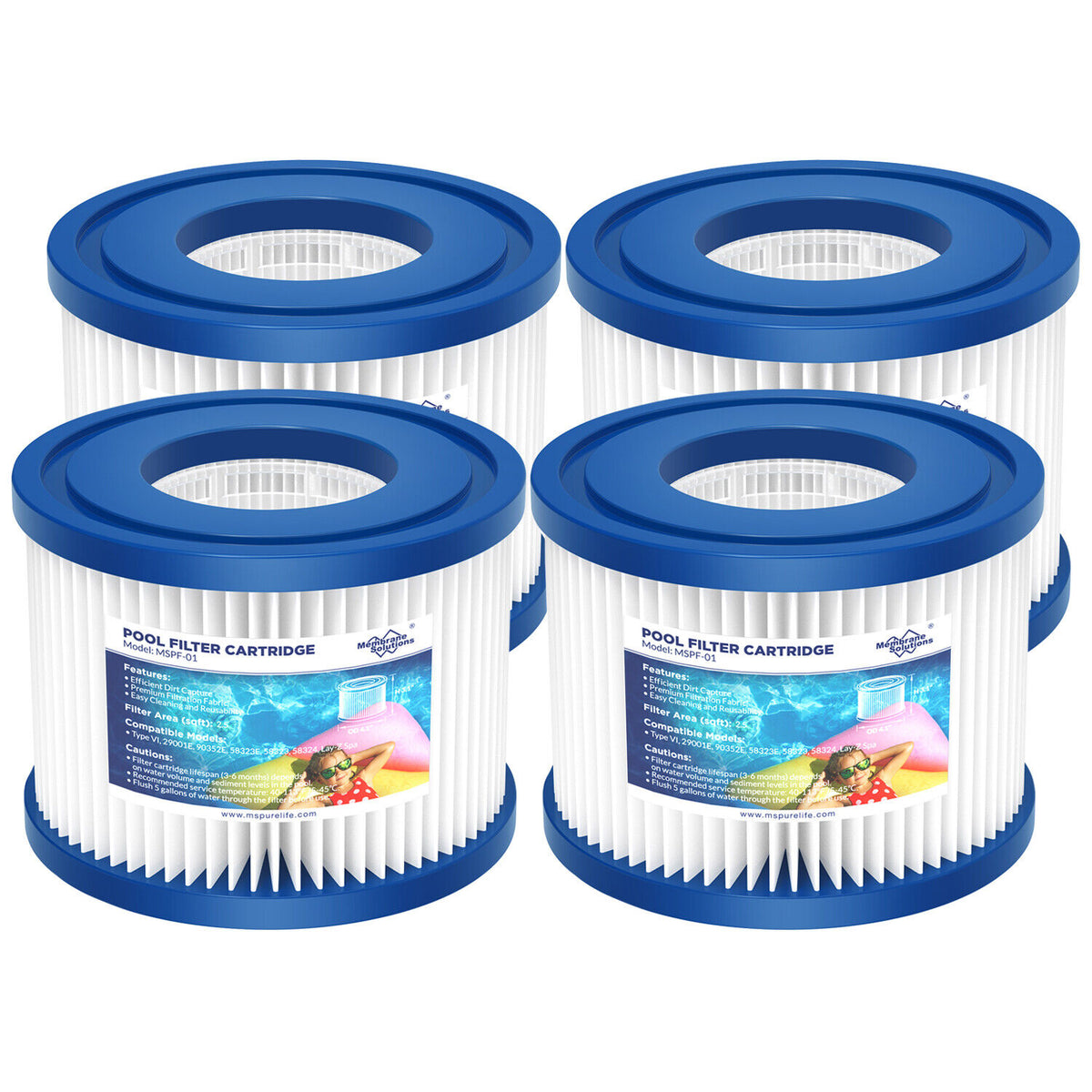 Membrane Solutions F1 Pool Filter For Small Inflatable & Kids Swimming Pool
