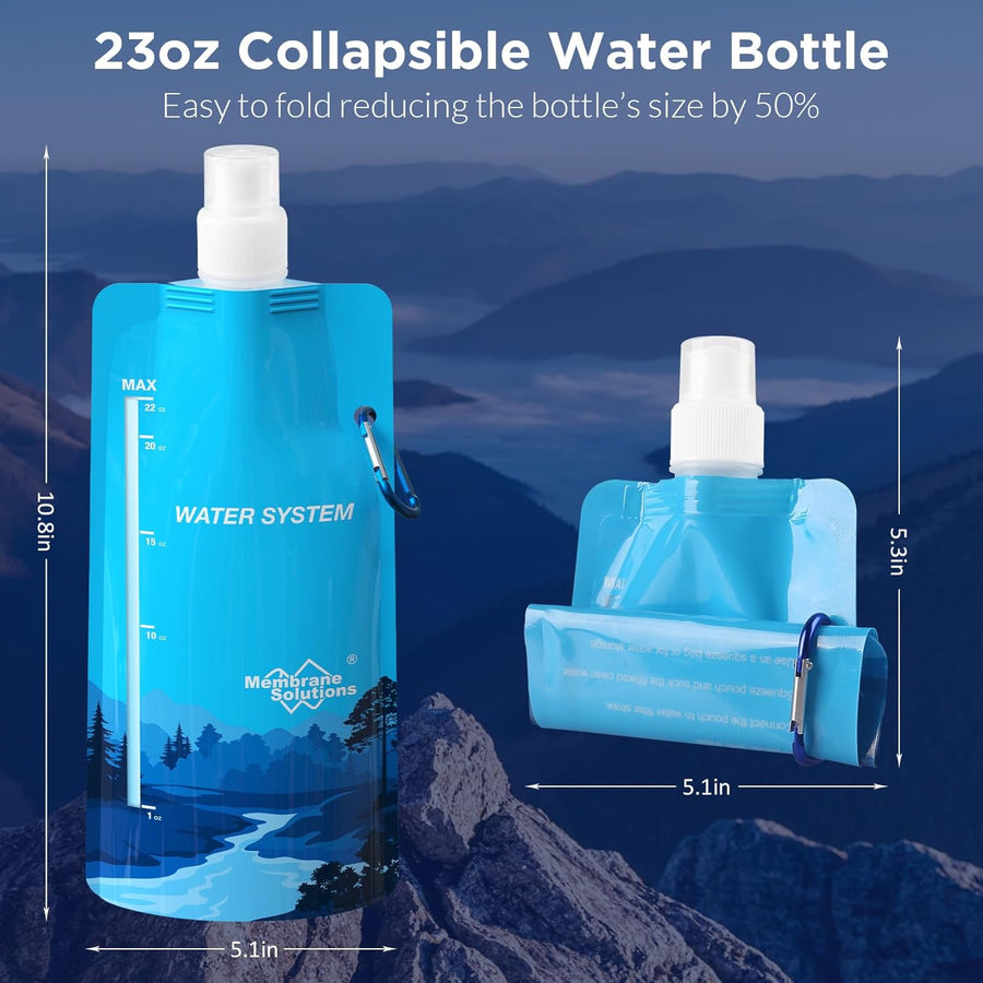23oz Collapsible Water Container Bottle Squeezable Pouch