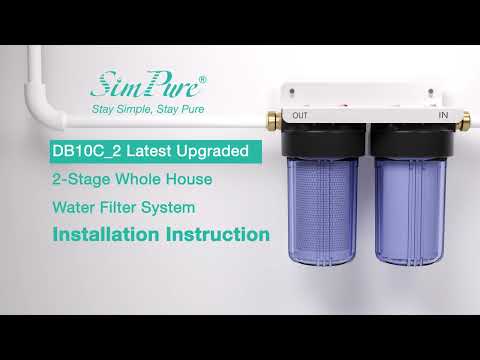 SimPure DB10C-2 5 Micron 2-Stage Whole House Water Filtration System with 4.5 x 10 inch Sediment and Carbon Block Filters for Well Water