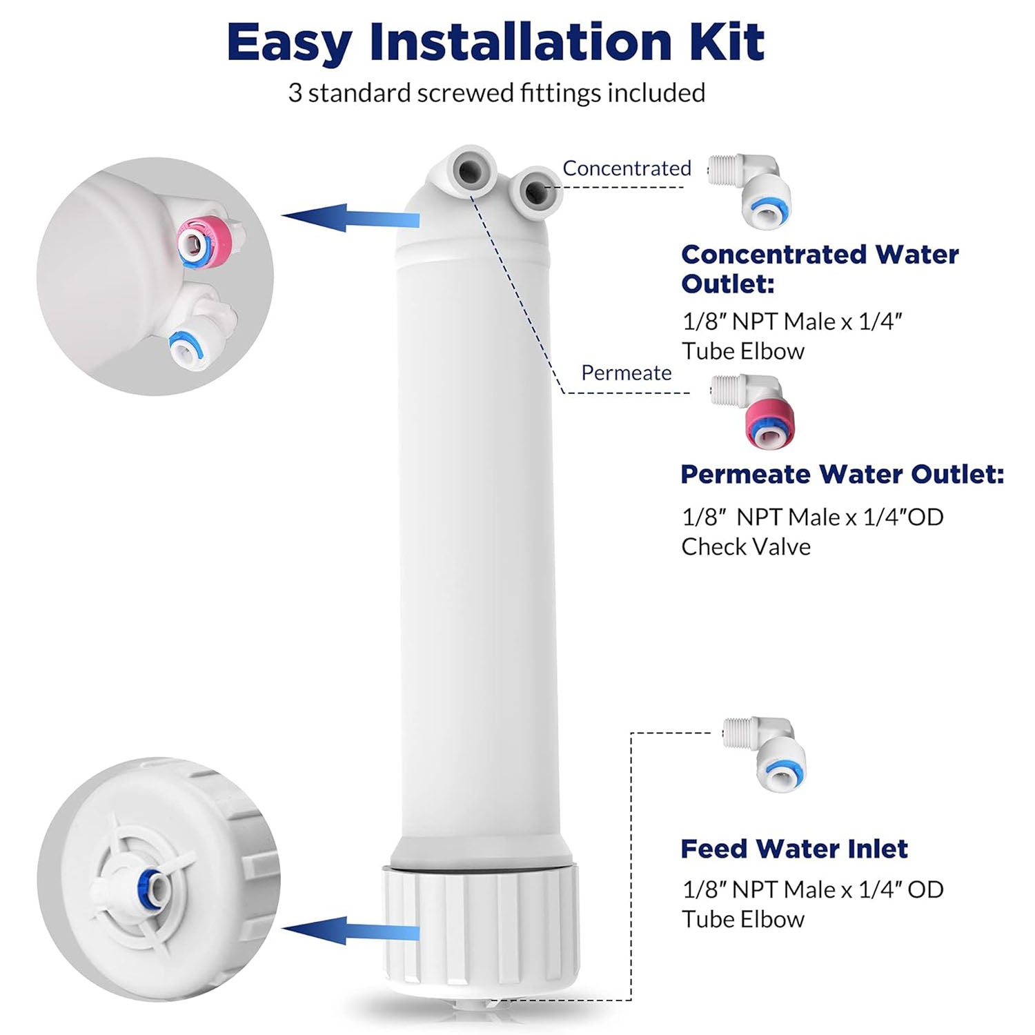 Membrane Solutions RO Membrane with Reverse Osmosis Membrane Housing Set for DIY RO Water System for Maple Syrup/Sap