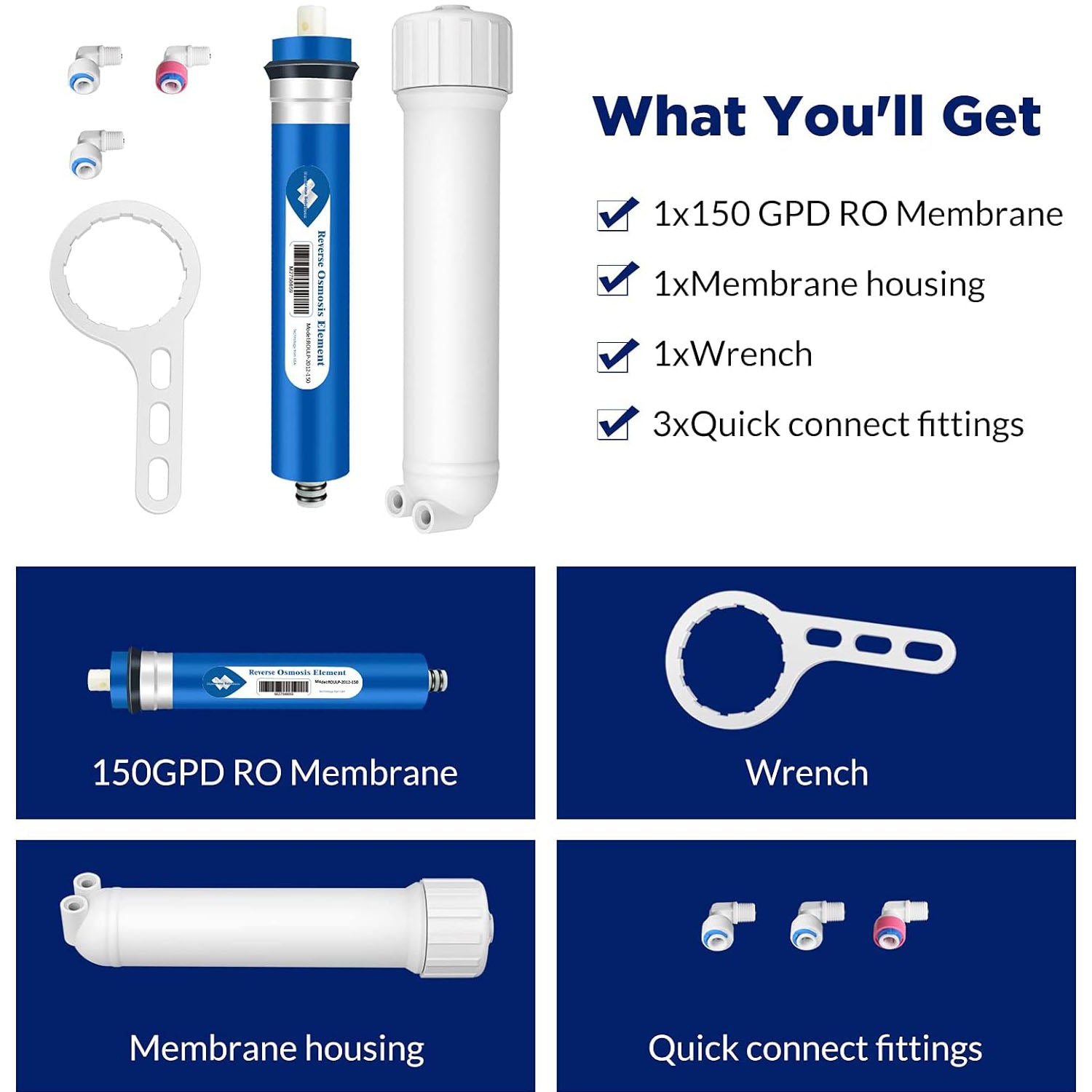 Membrane Solutions RO Membrane with Reverse Osmosis Membrane Housing Set for DIY RO Water System for Maple Syrup/Sap
