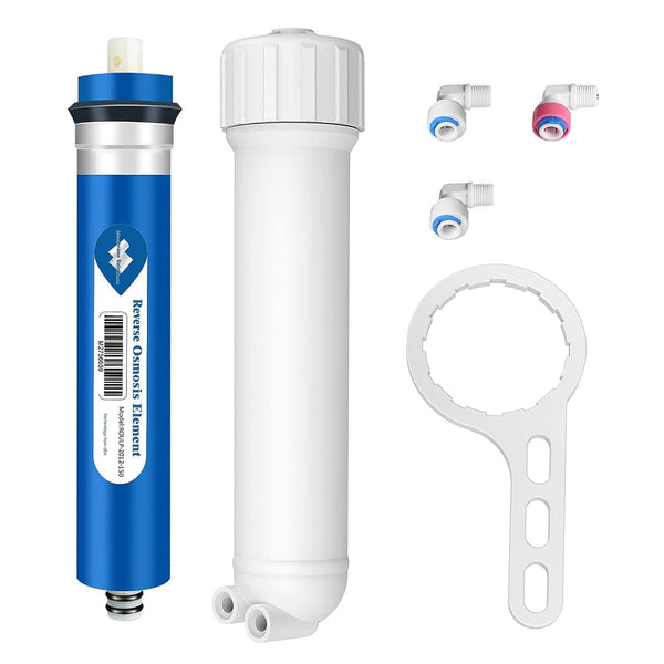 Membrane Solutions 150GPD Reverse Membrane with Reverse Osmosis Membrane Housing Set for DIY RO Water System for Maple Syrup/Sap
