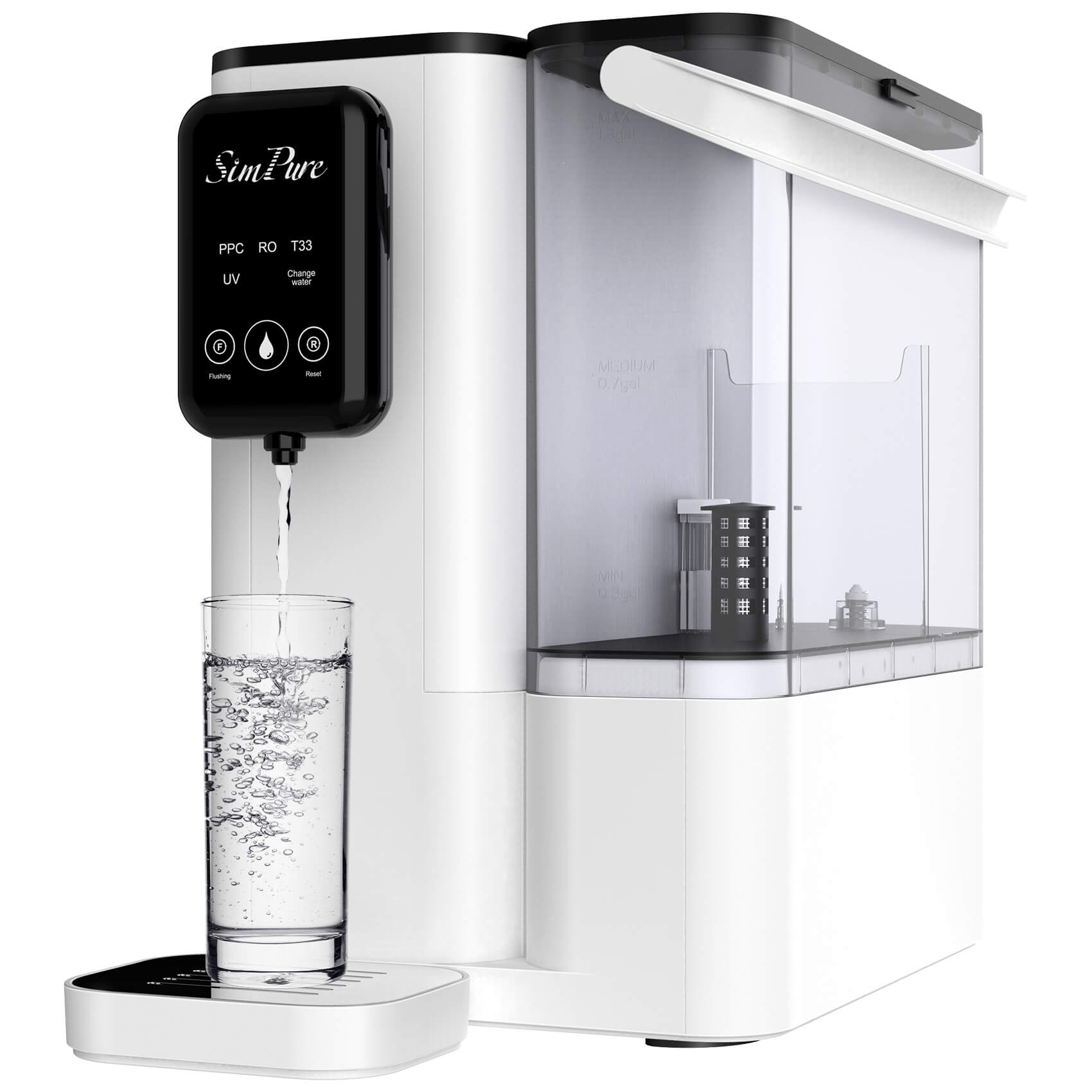 SimPure Y9T 6-Stages UV 300GPD Portable Countertop Reverse Osmosis Water Filtration System | RO+UV+T33 Filtration