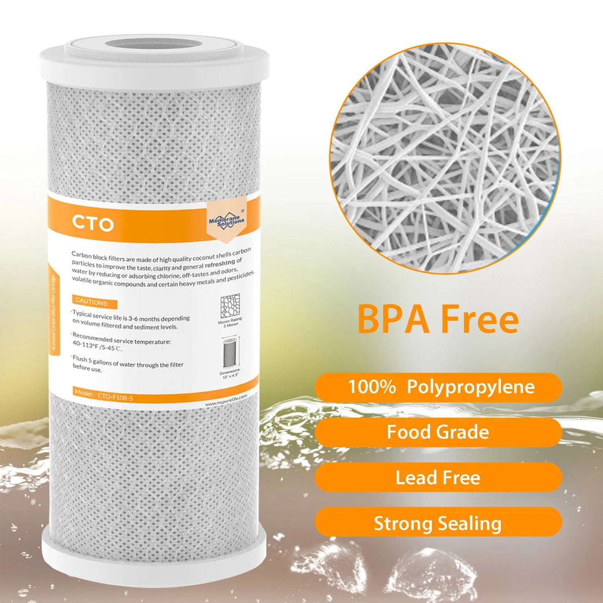 SimPure 10" x 4.5" Sediment PP and Carbon Water Filters Replacement ...