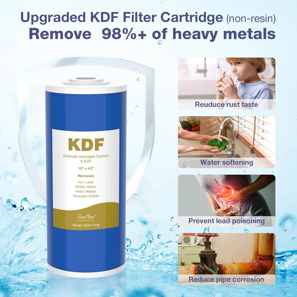 SimPure DB10C 2-Stage Whole House KDF Water Filter System – KDF + CTO ...