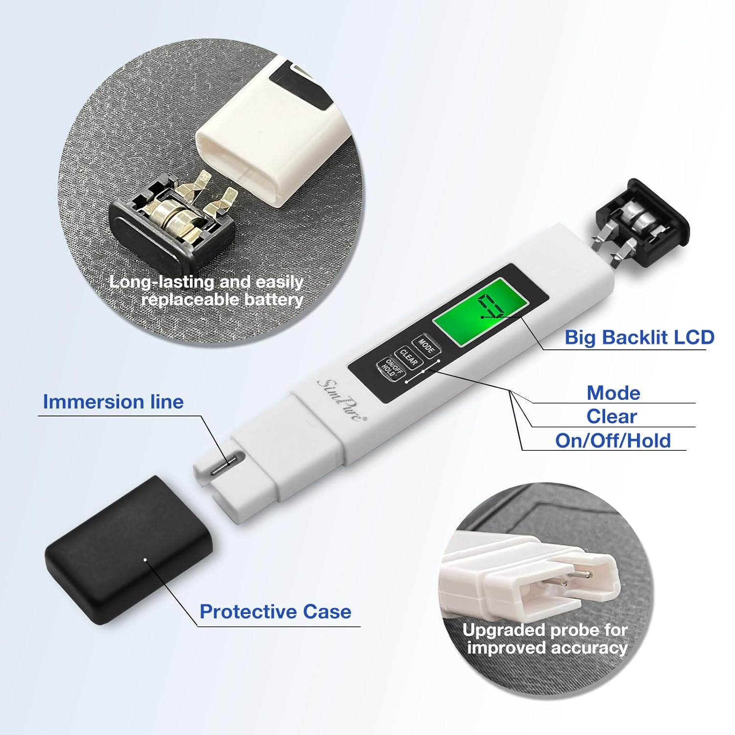 SimPure TDS Meter Digital Water Tester | 4 in 1 TDS EC & Temperature Meter