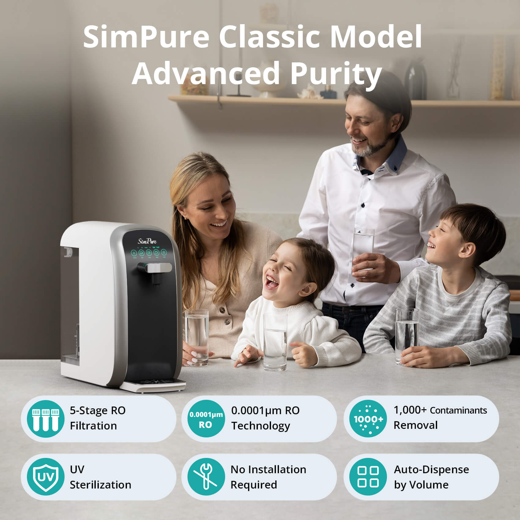 SimPure Y7P-BW 5-Stage Countertop RO Water Filtration System