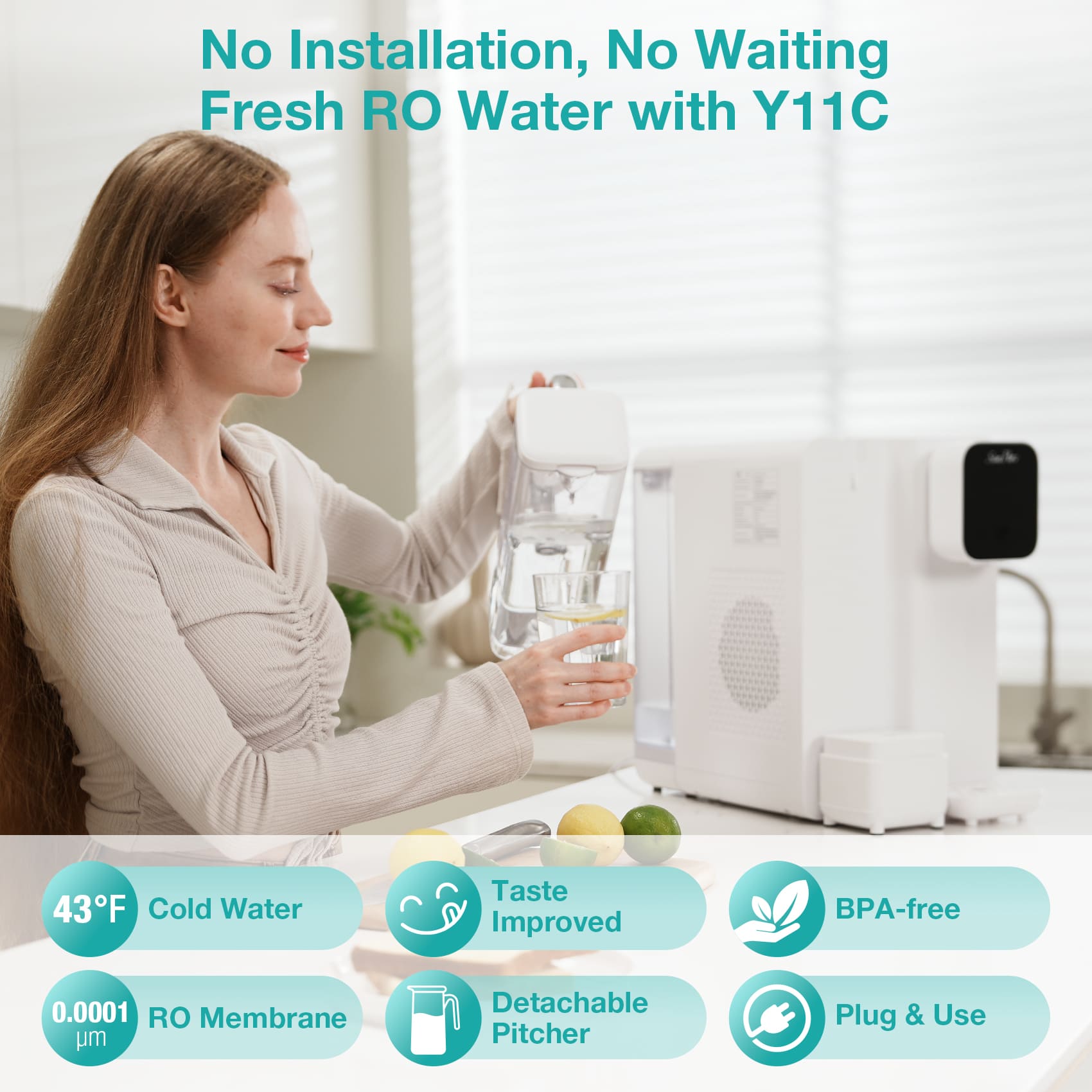 SimPure Y11C 6-Stage Cold Countertop RO System with CTO Filter, Reducing TDS