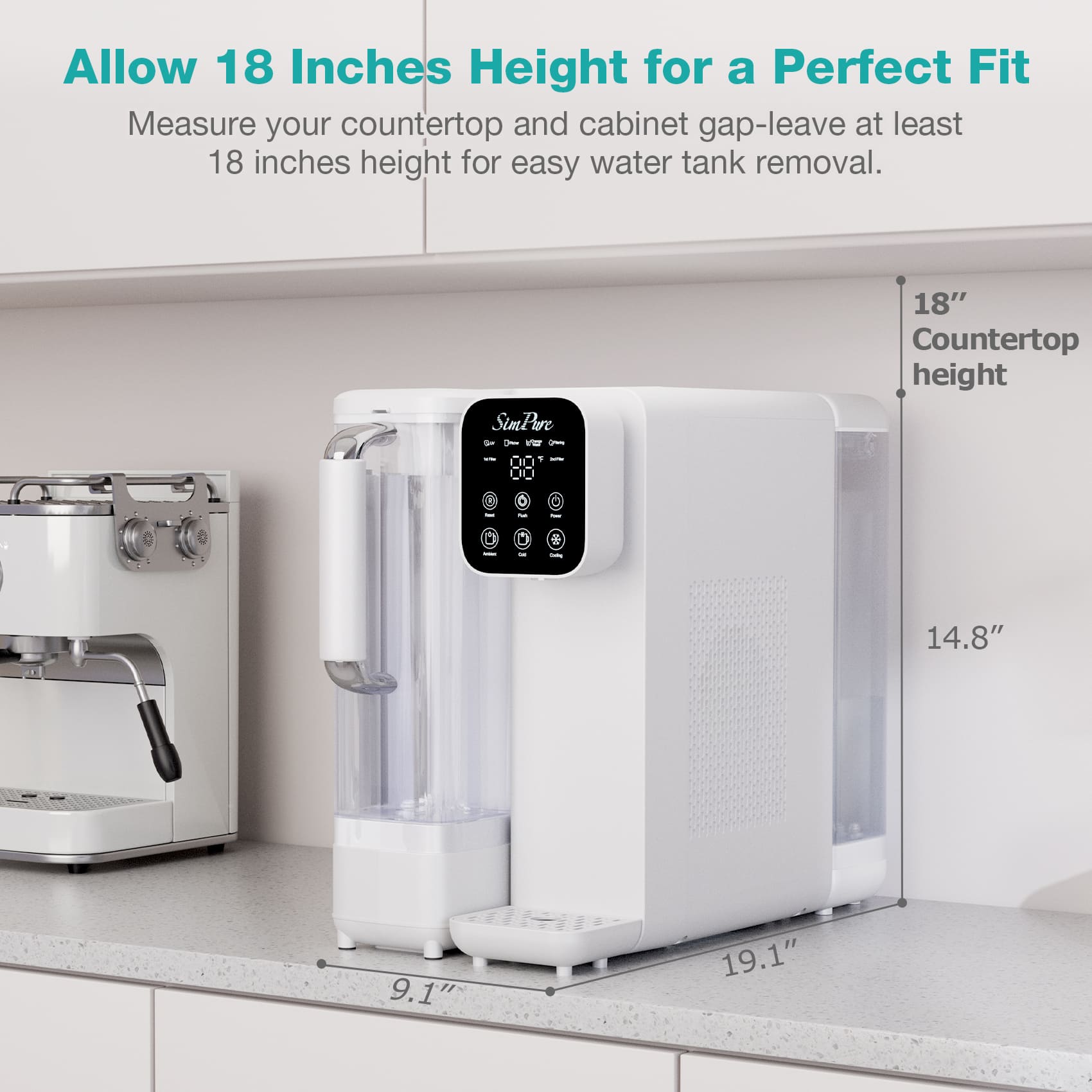 SimPure Y11C 6-Stage Cold Countertop RO System with CTO Filter, Reducing TDS