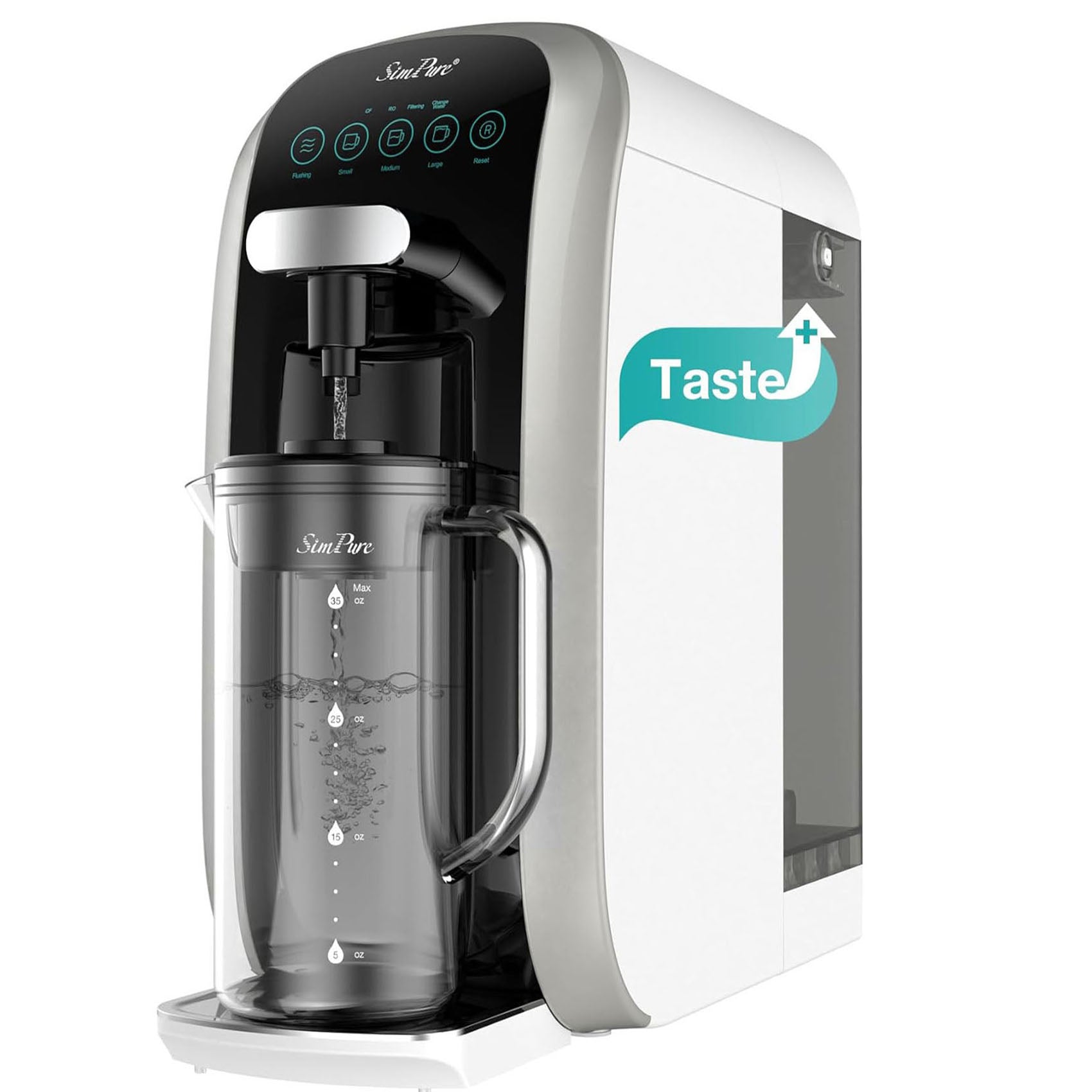 SimPure Y7T-C 5-Stage Countertop RO System with Portable Glass Water Pitcher & Extra Carbon Filtration