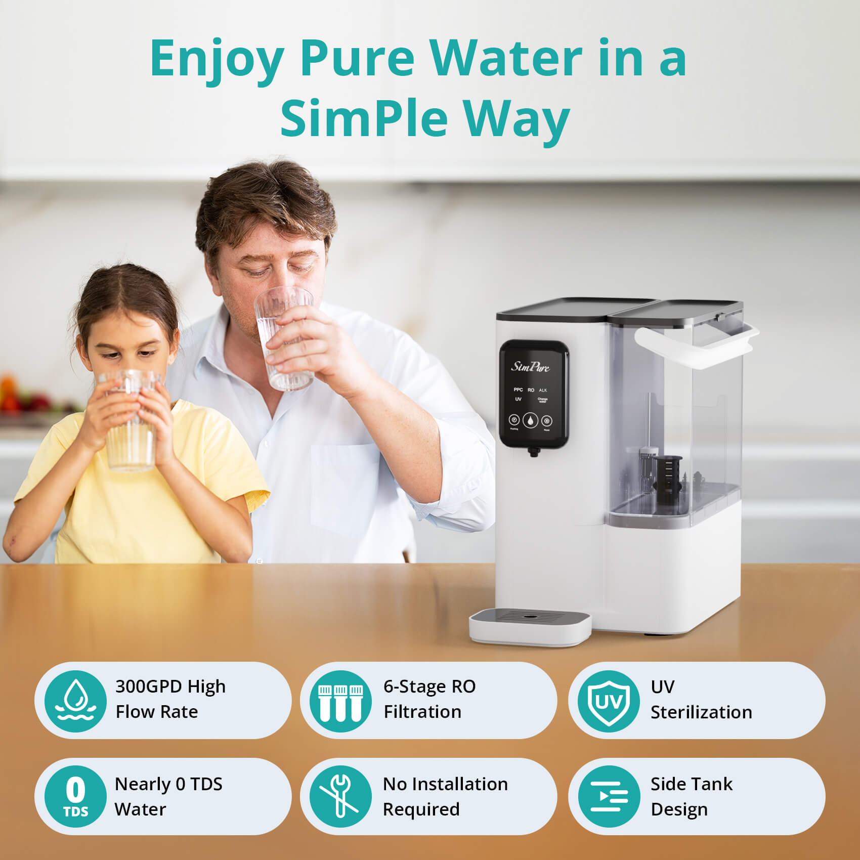 SimPure Y9T 300GPD 6-Stage Countertop RO System with Nearly 0 TDS