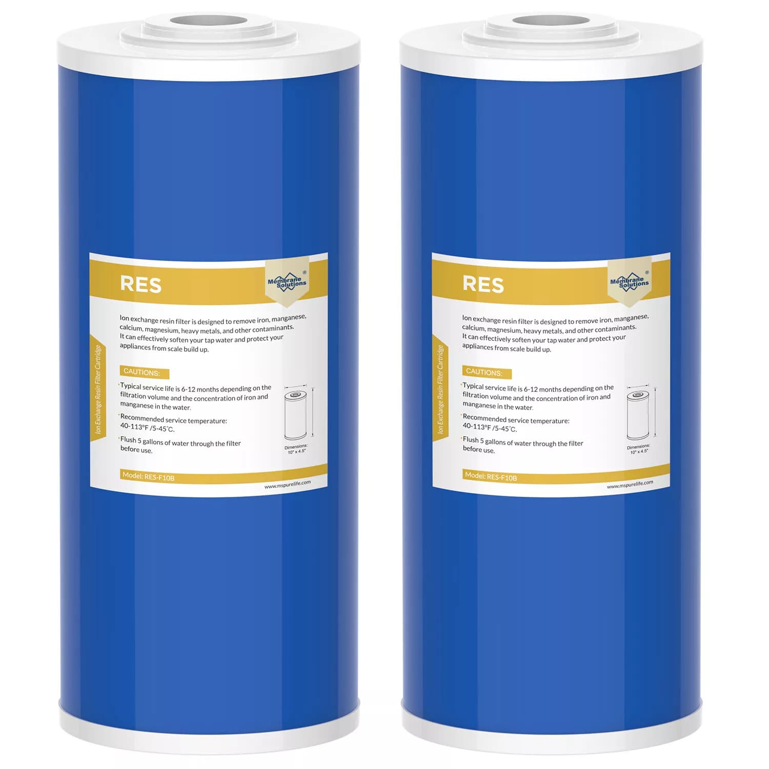 Membrane Solutions 10"x4.5" Water Softening Filter Big Blue Whole House Ion Exchange Resin