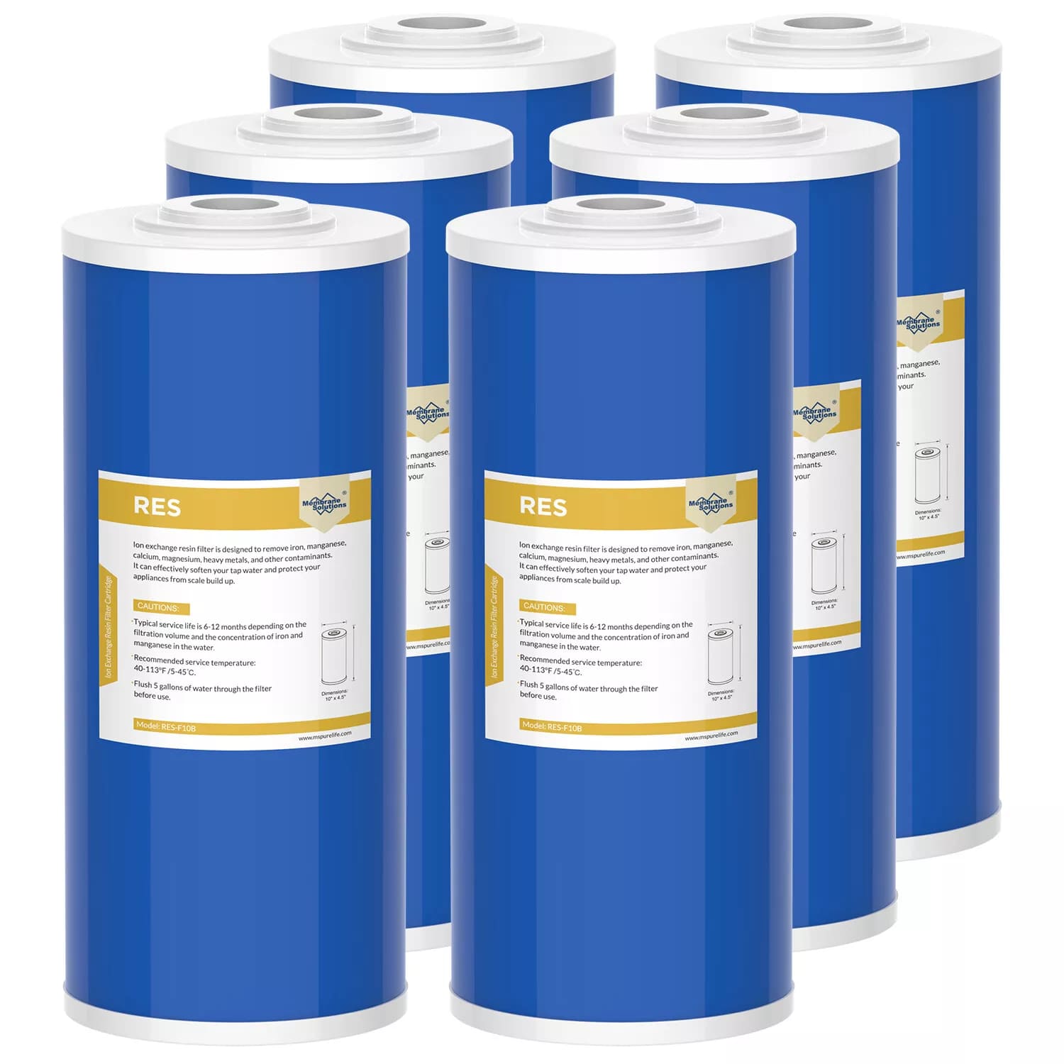 Membrane Solutions 10"x4.5" Water Softening Filter Big Blue Whole House Ion Exchange Resin