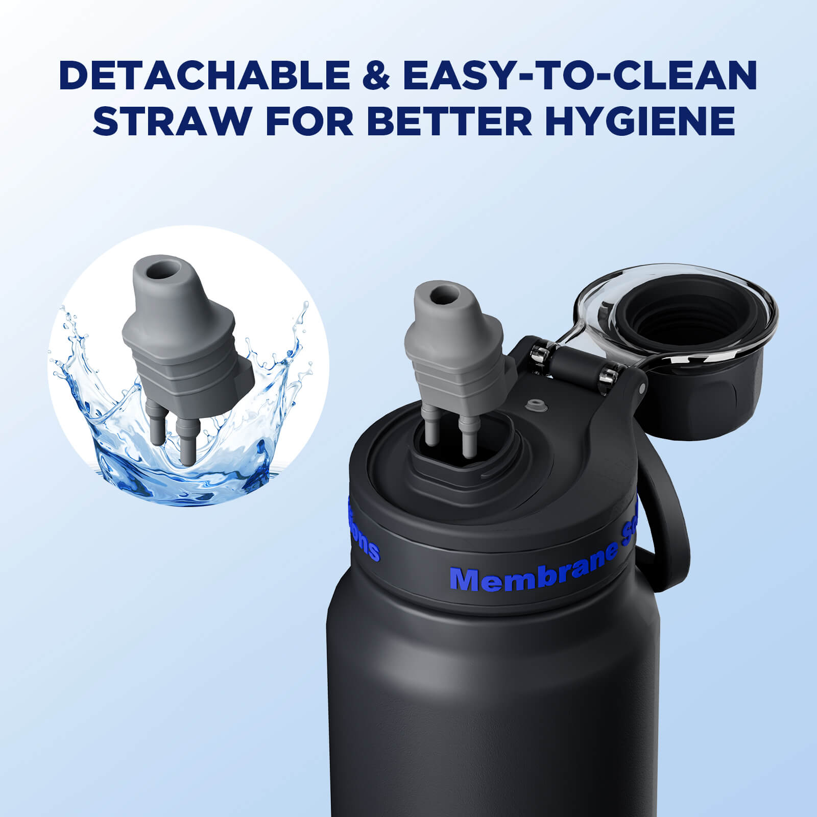 Membrane Solutions C3 32oz 4-Stage Stainless Steel Water Filter Bottle  – Removes Chlorine, Odors, Improves Taste