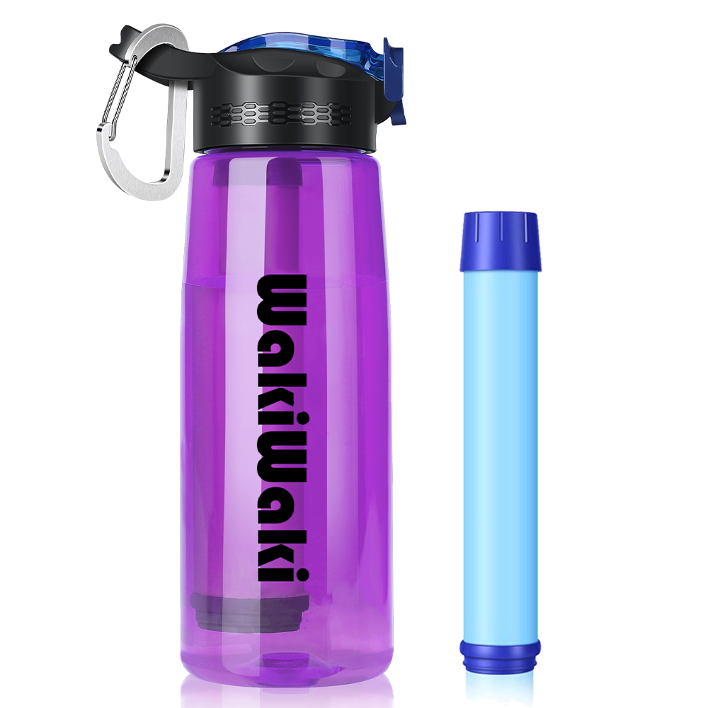 SimPure Filtered Water Bottle with Filter Straw For Travel Camping Biking Hiking 650ml