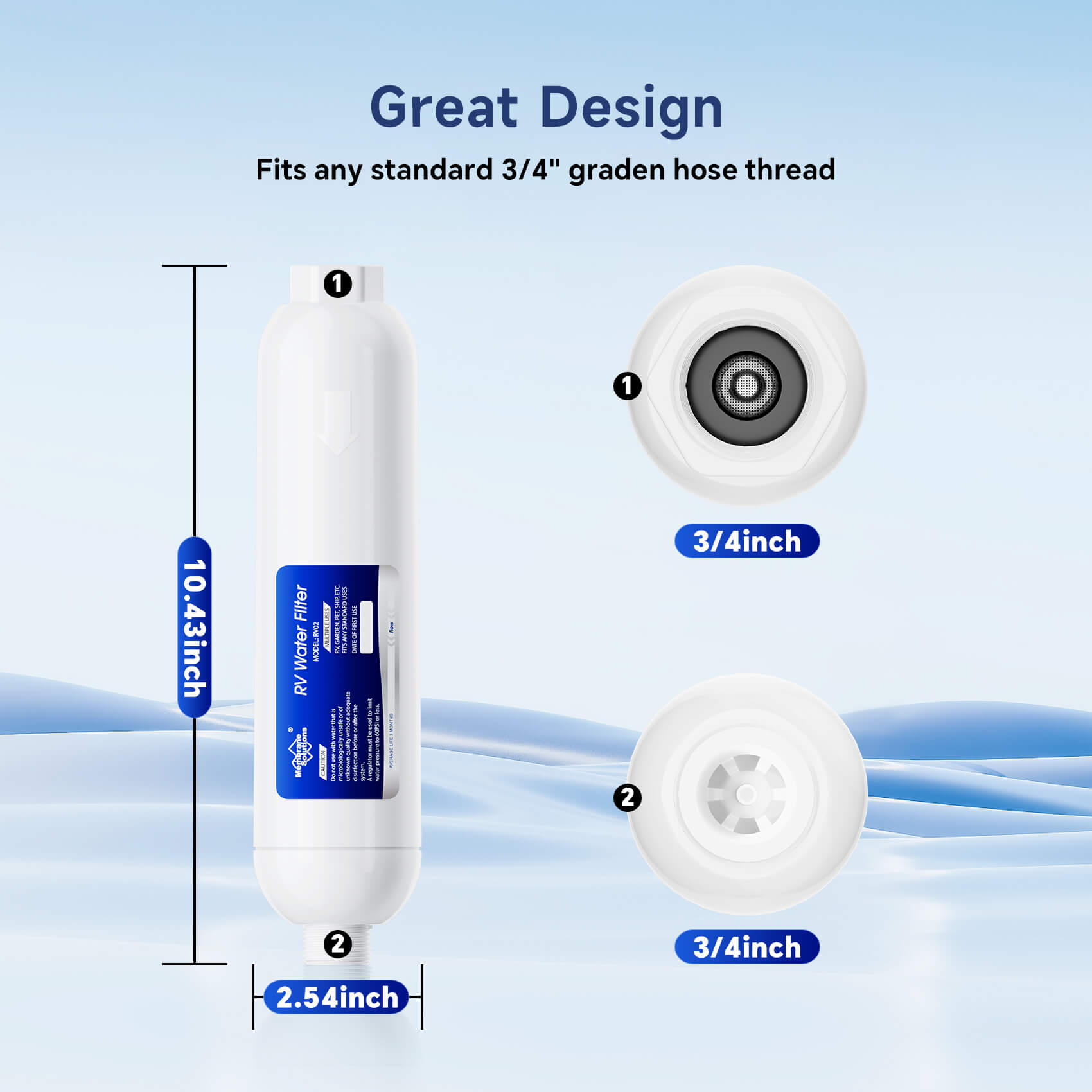Membrane Solutions Inline RV Water Filter for Camper Hose, Travel