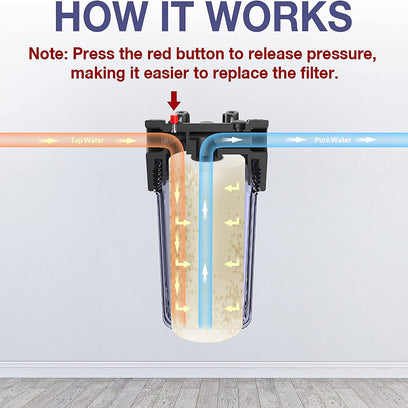 SimPure DB10C Clear 10 Inch Whole House Water Filter Housing for 4.5 x 10 Inch Standard Size Filter