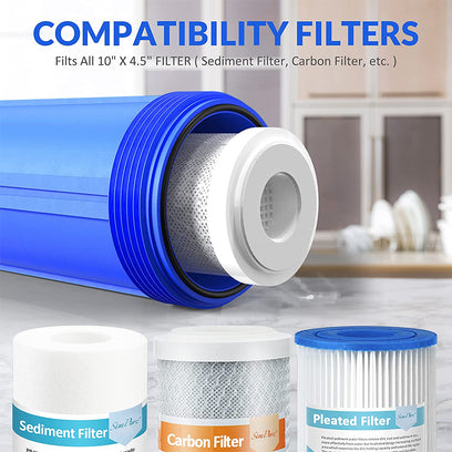 SimPure DB10P Big Blue 10 Inch Whole House Water Filter Housing for 4.5 x 10 Inch Universal Size Filter