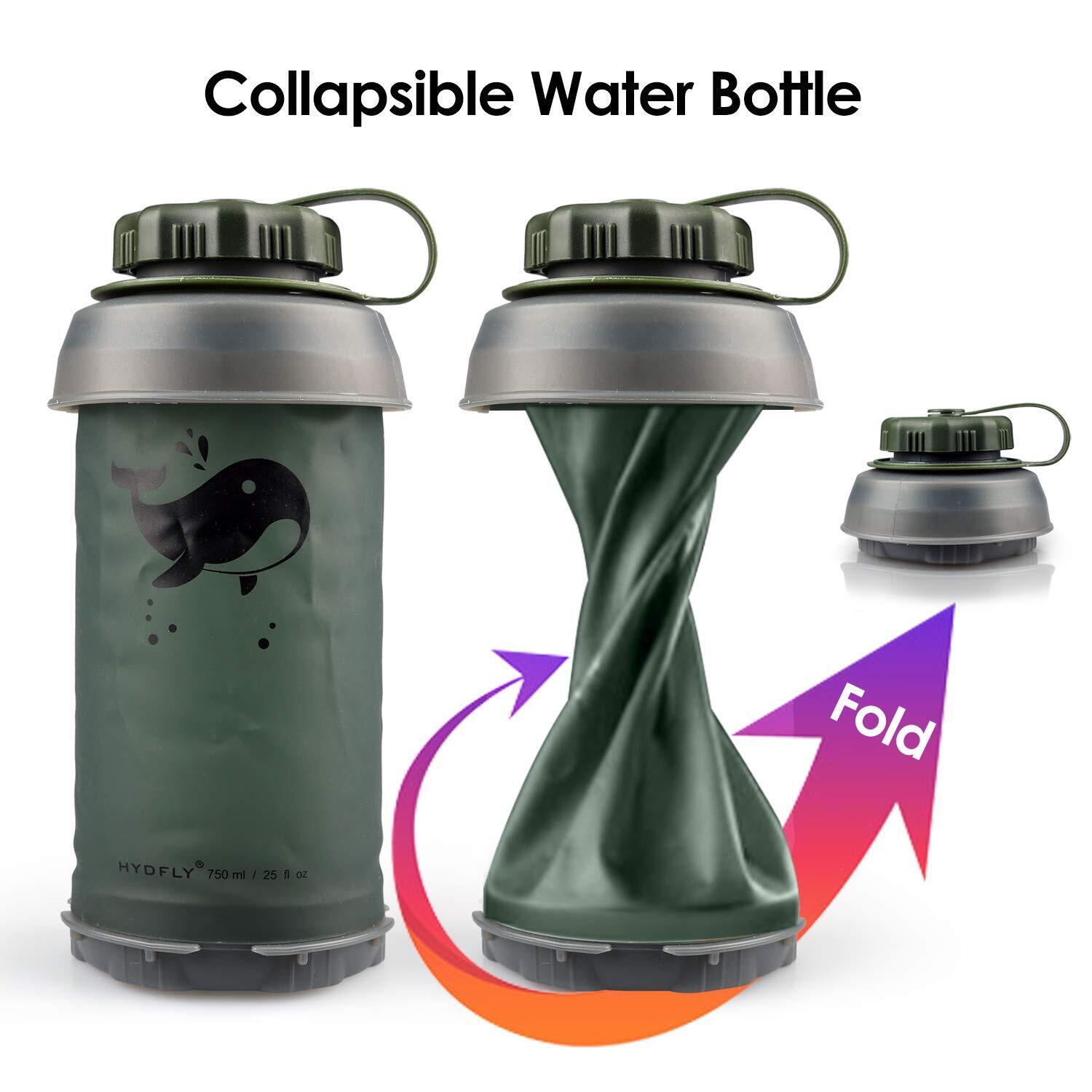 Small Collapsible Water Bottle With Carbon Filter For Hiking Camping ...